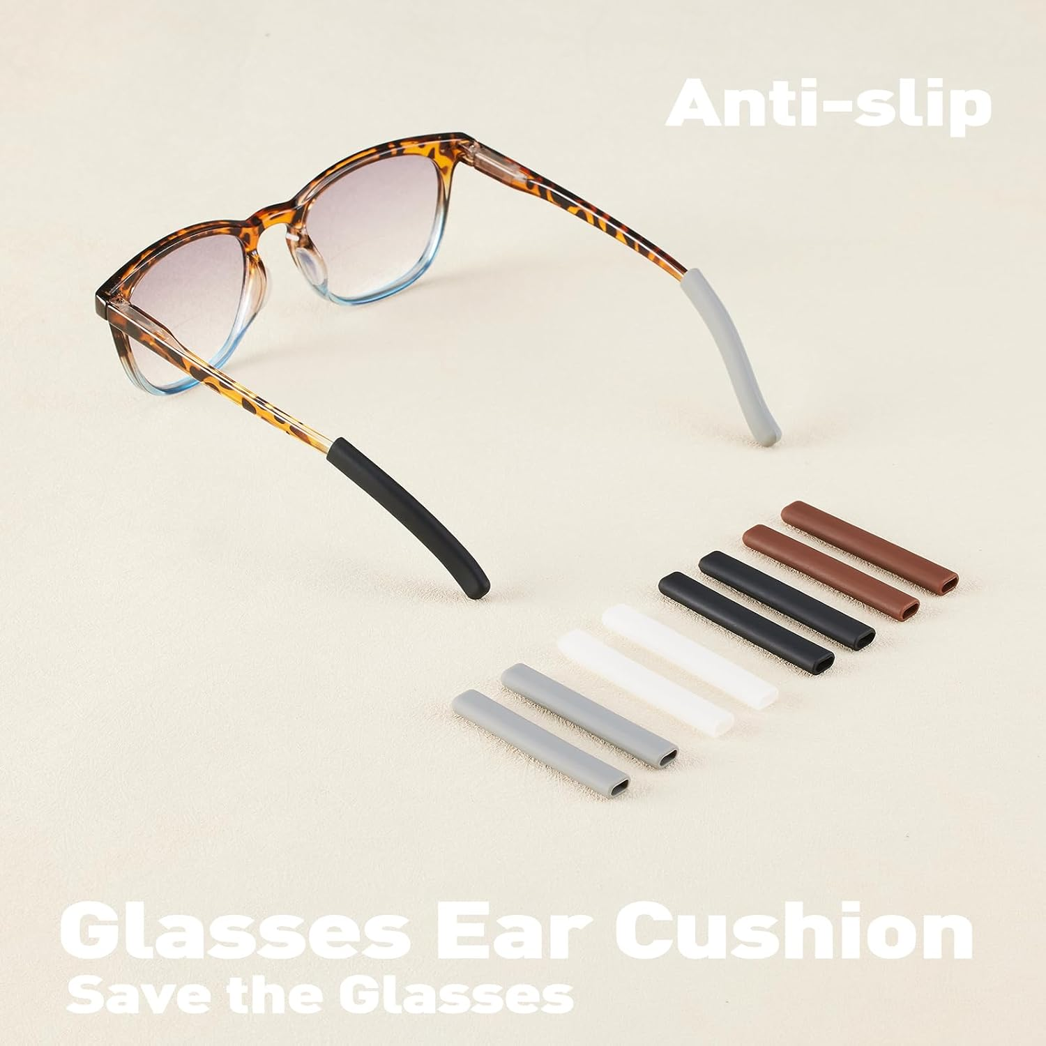 Anti-Silp Glasses Ear Cushion, Silicone Eyeglasses Temple Tips Sleece, Soft Glasses Ear Grip, Comfort Eyeglass Ear Cushions, Eyeglass Ear Grips for Men, Women, Glasses Accessories (3 Black Pairs) image number 6