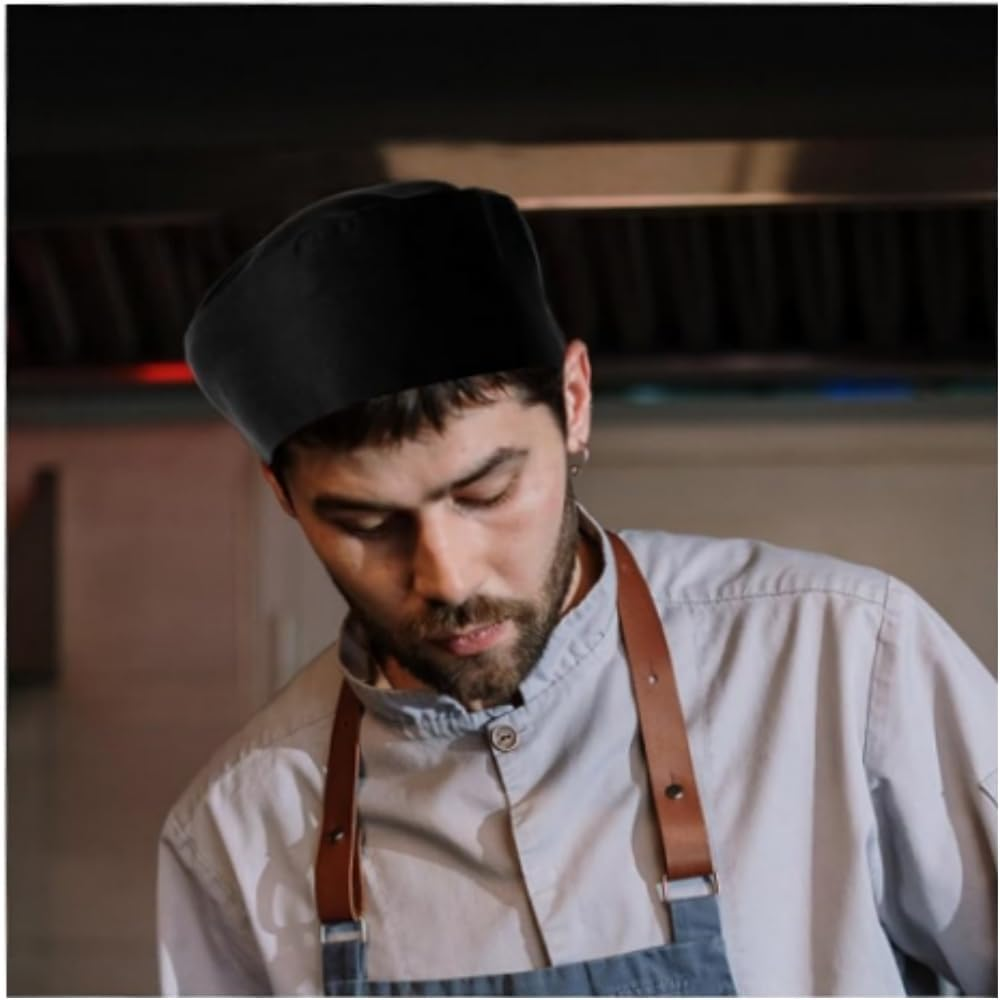 Goxfaca Cooking Work Hat Caps Serving Hats Kitchen Cooking Hat Restaurant Chef Hat Restaurant Uniform Cap Portable Black image number 2