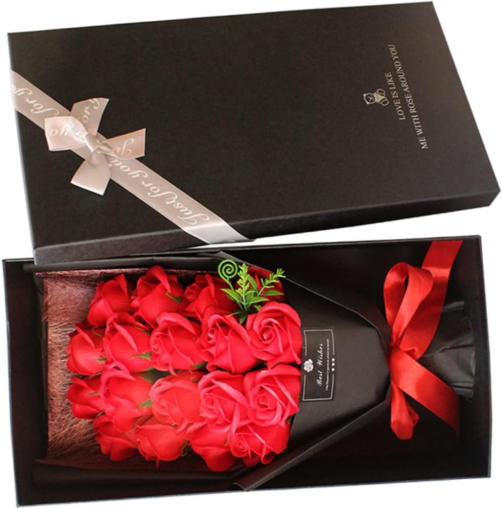 Beavorty Vivid Petal Soap Bouquet Rose Petals in Soap Box for Women'S Day Mother'S Day