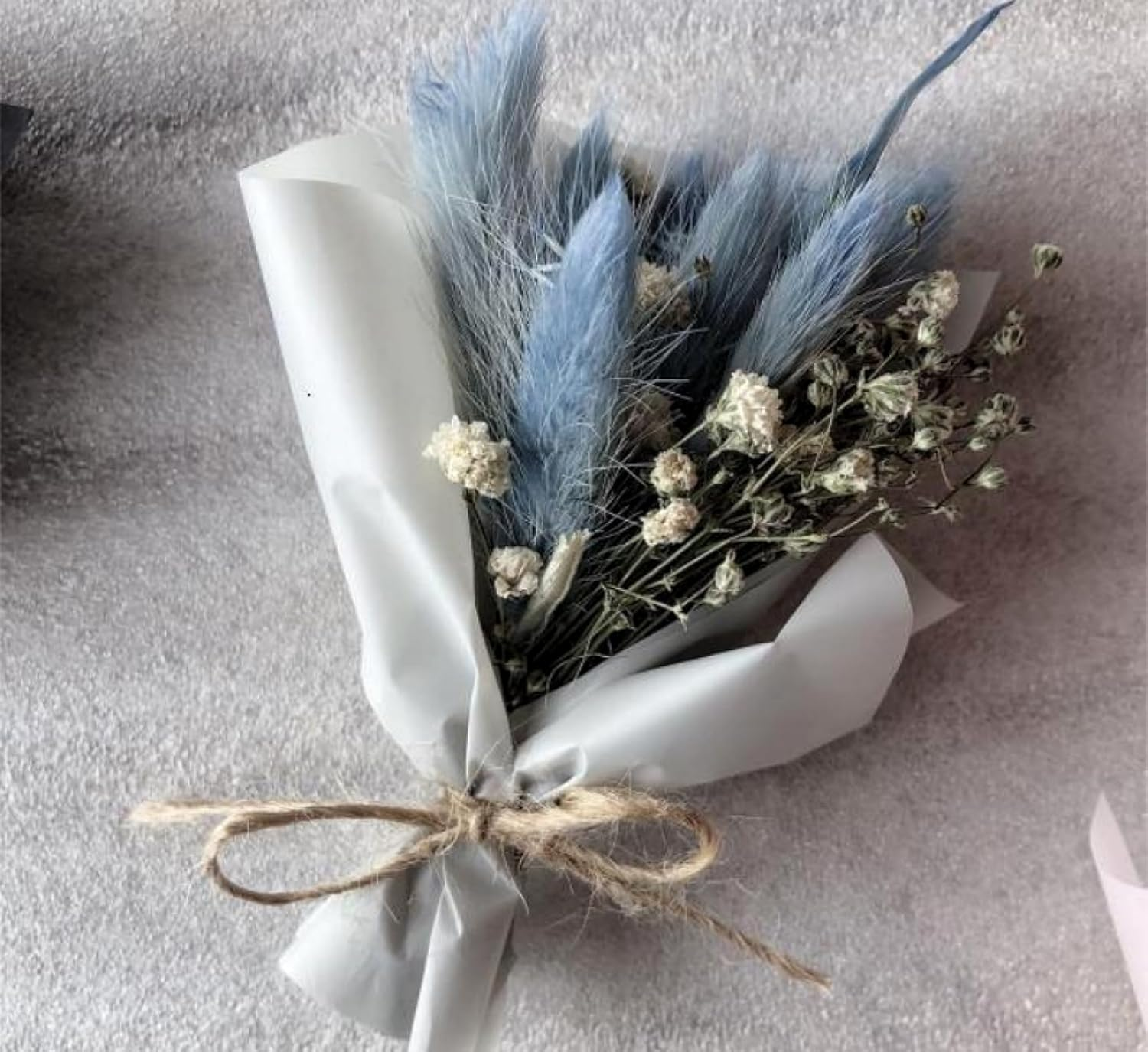 120 PCS Blue Dried Pampas Grass Decor, 17-Inch Pompas Floral, Dry Flowers for Decoration, Pampas Grass in Bulk Tall, Blue Bunny Tails Dried Flowers for Boho Wedding Decor image number 6