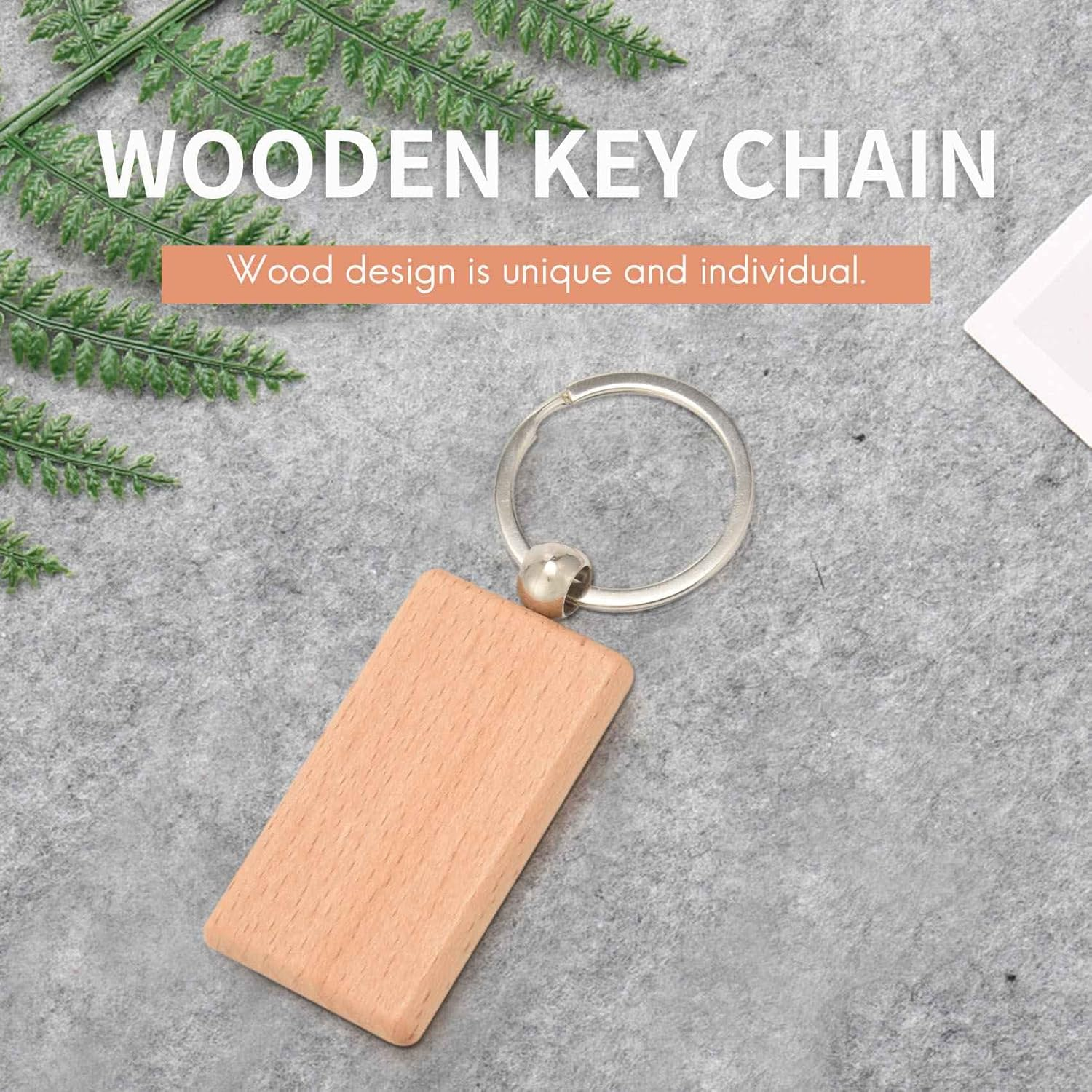 30 Pcs Wooden Keychains Blanks Key Chain Tags DIY Gifts image number 1