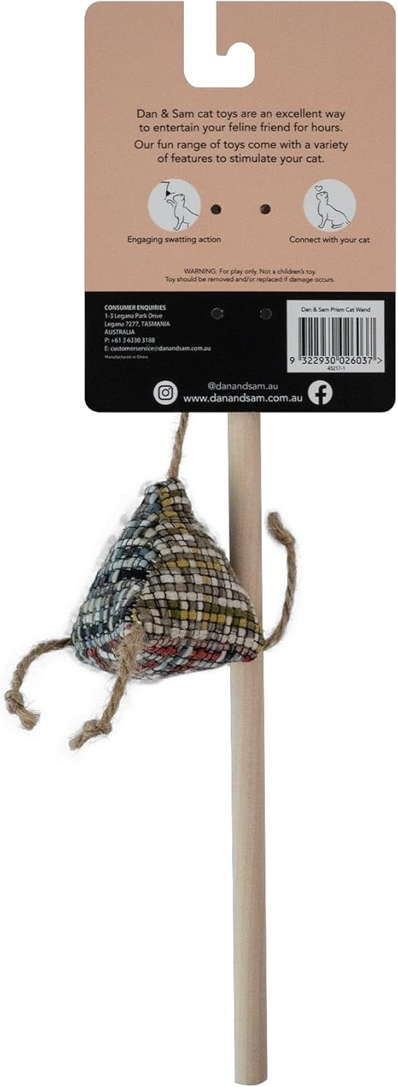 Dan & Sam Prism Cat Wand, Colourful Prism Design - Stimulates Hunting Instincts, Durable Flexible Wand, Engaging Feather & Bell - Ideal for Interactive Cat Play & Exercise image number 1