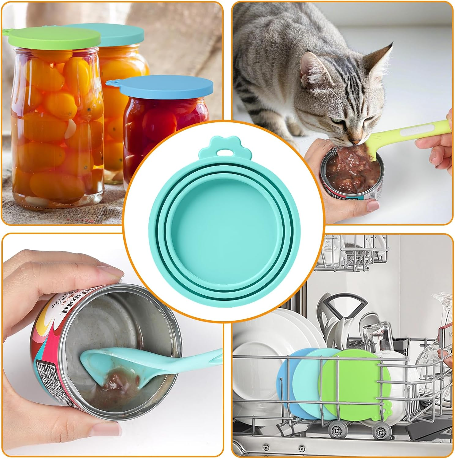 Ainvhh 8 PACK Can Lids, Pet Food Can Cover and Food Mixing Spoons Food Canned Scoop, Fits Most Standard Size Dog and Cat Can Tops for Pet Cat Dog Feeding Can and Wet Food Storage image number 3