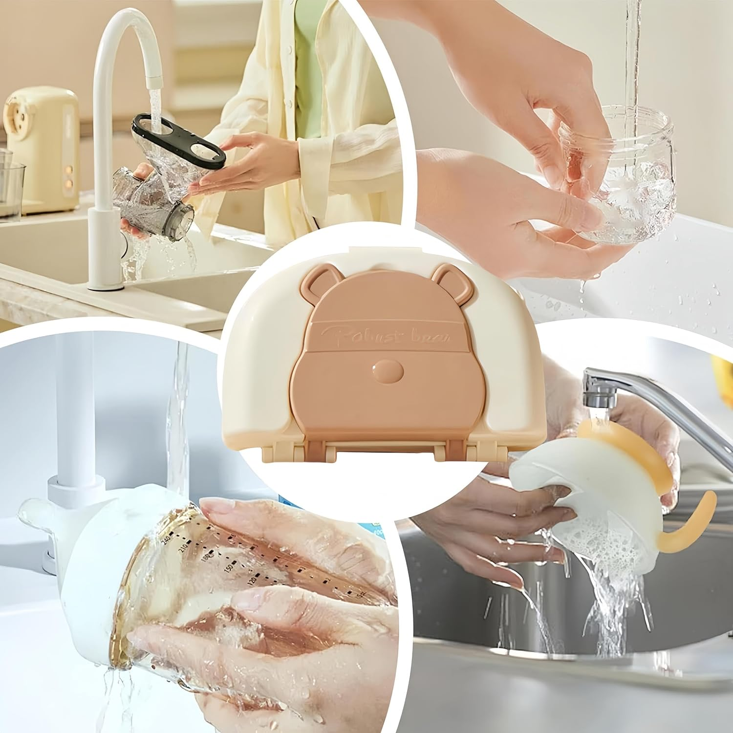 Baby Bottle Cleaning Brush 7 in 1 Bottle Washer Drying Rack Straw Cleaner Brush Kit Silicone Bottle Brush Baby Travel Essentials image number 5