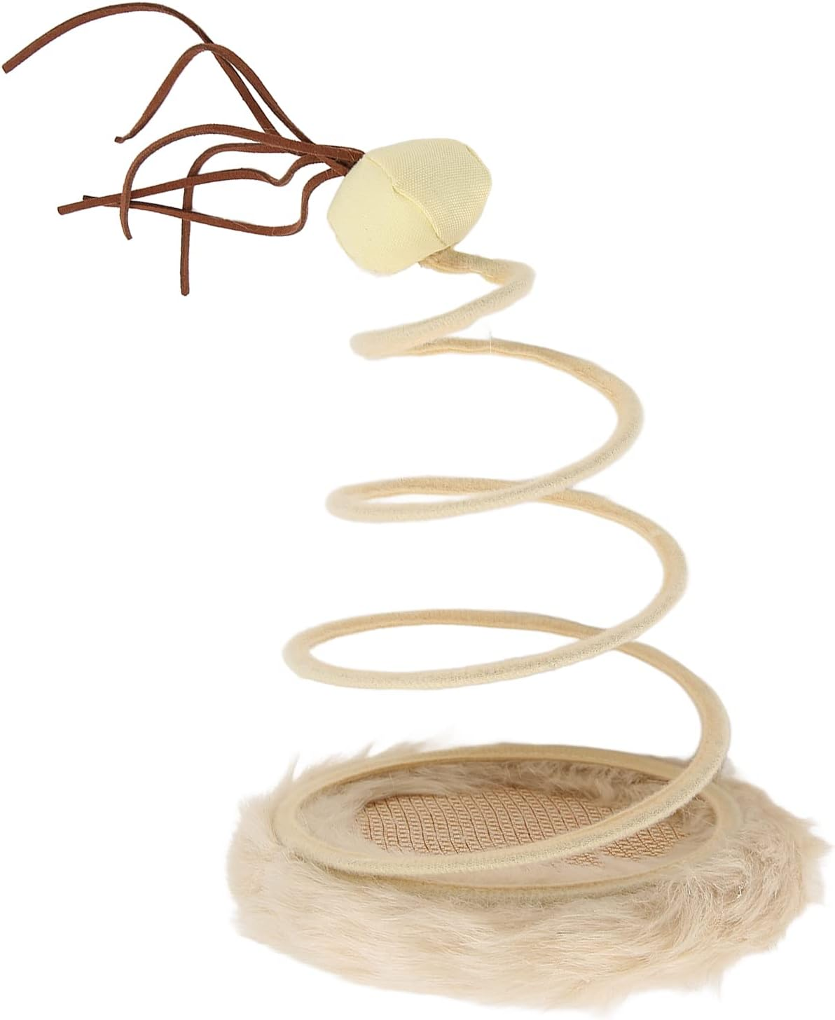 Spring Plate Interactive Cat Toy, Foldable High Elasticity Stable Standing Interactive Cat Toy with Scratcher Base to Kill Time and Keep Fit(Ball) image number 1