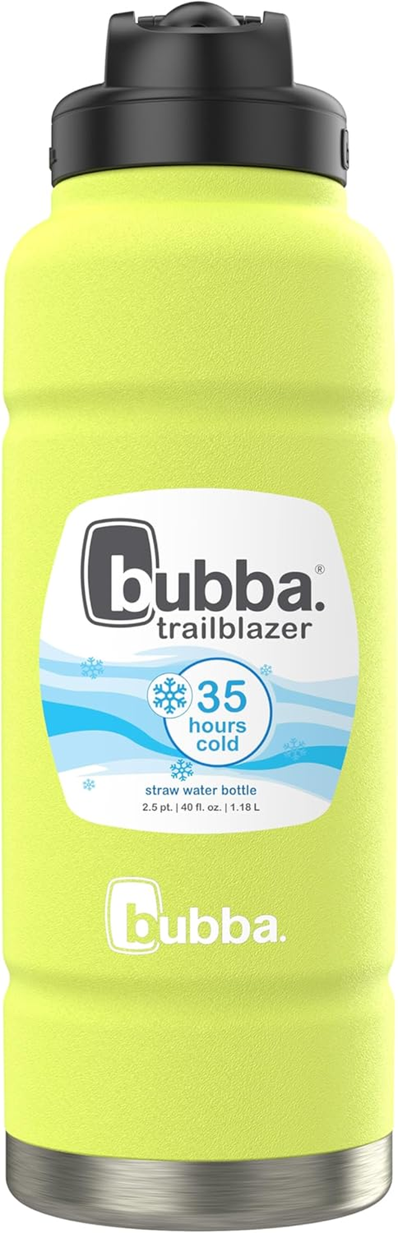 Bubba Trailblazer Insulated Stainless Steel Water Bottle with Straw Lid, 40Oz, Limelight Powder Coat image number 4