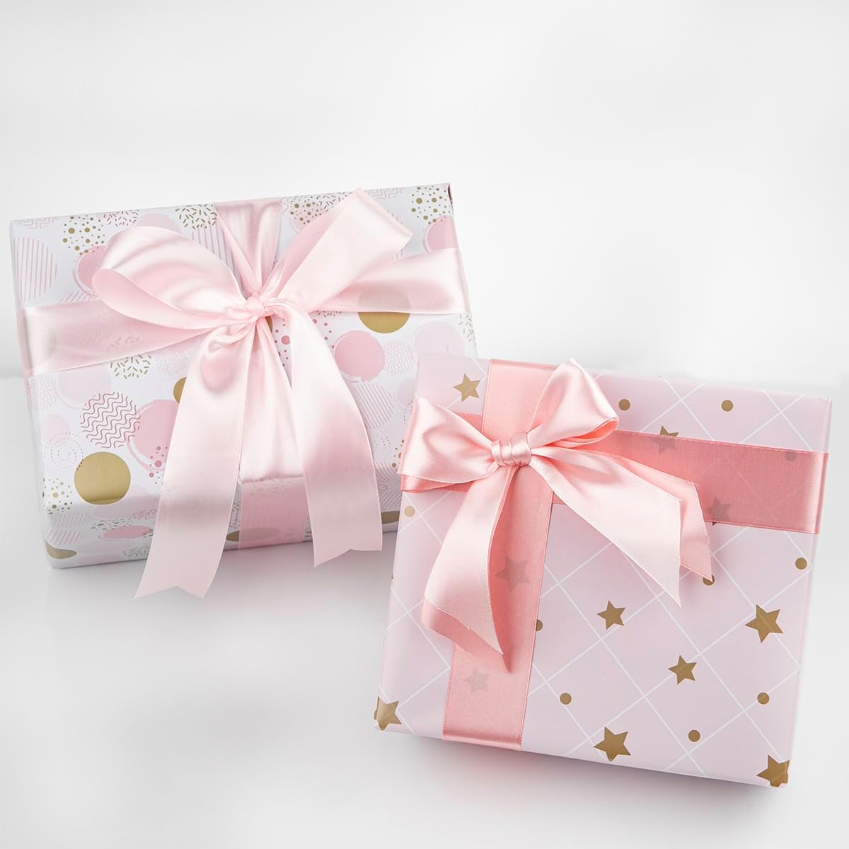 JUSTASHOW Gift Wrapping Paper for Birthday, Christmas Baby Shower(Pink), 4 Rolls Birthday Wrapping Paper for Girls Women Kids Adults, 17X118 Inches per Roll image number 4