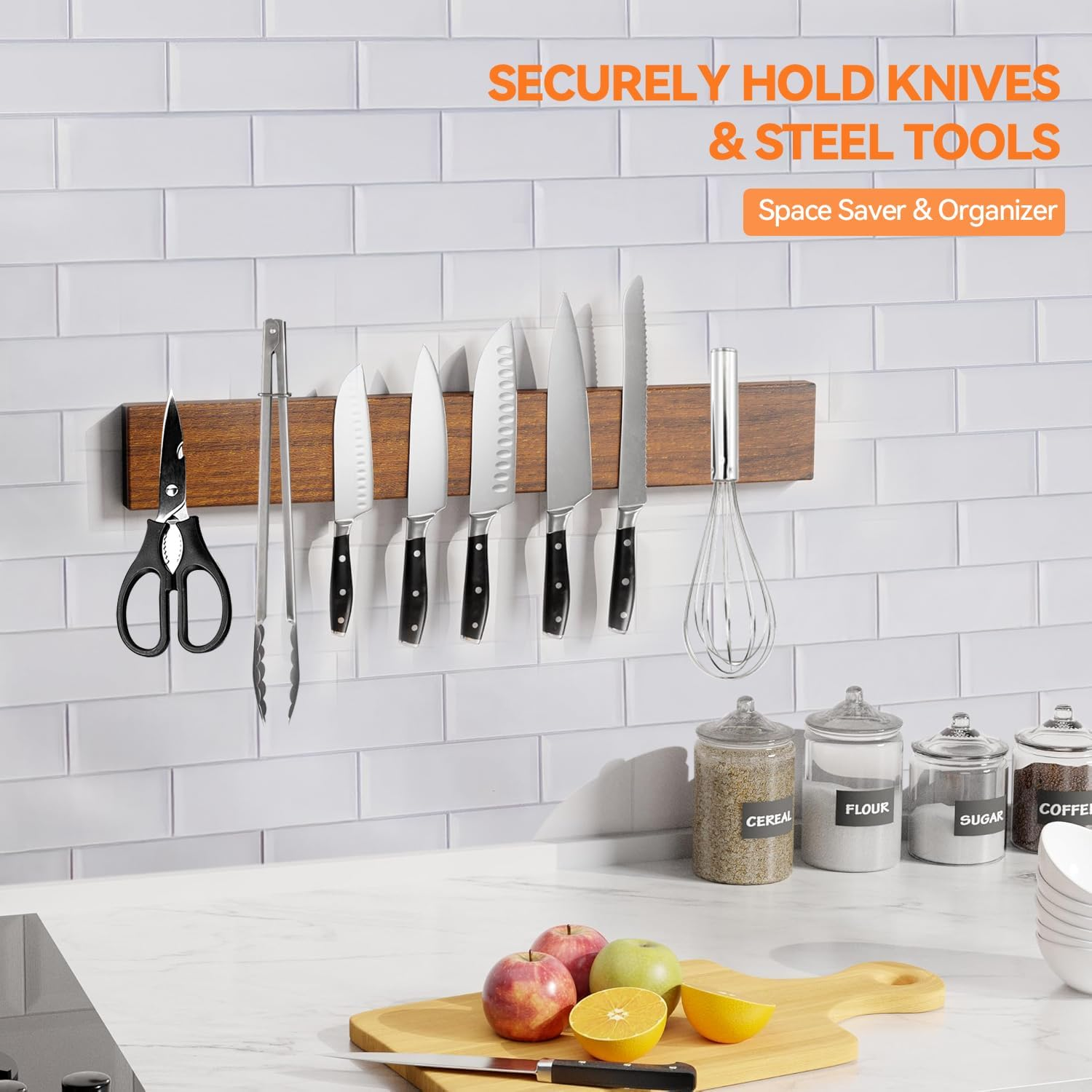 Teak Magnetic Knife with Extra Strong Magnet - 40 Cm, Magnetic Knife Holder Kitchen Knives, Wall Mounted Knife Strip Bar Rack for Home Kitchen Utensil Tool Organizer image number 1