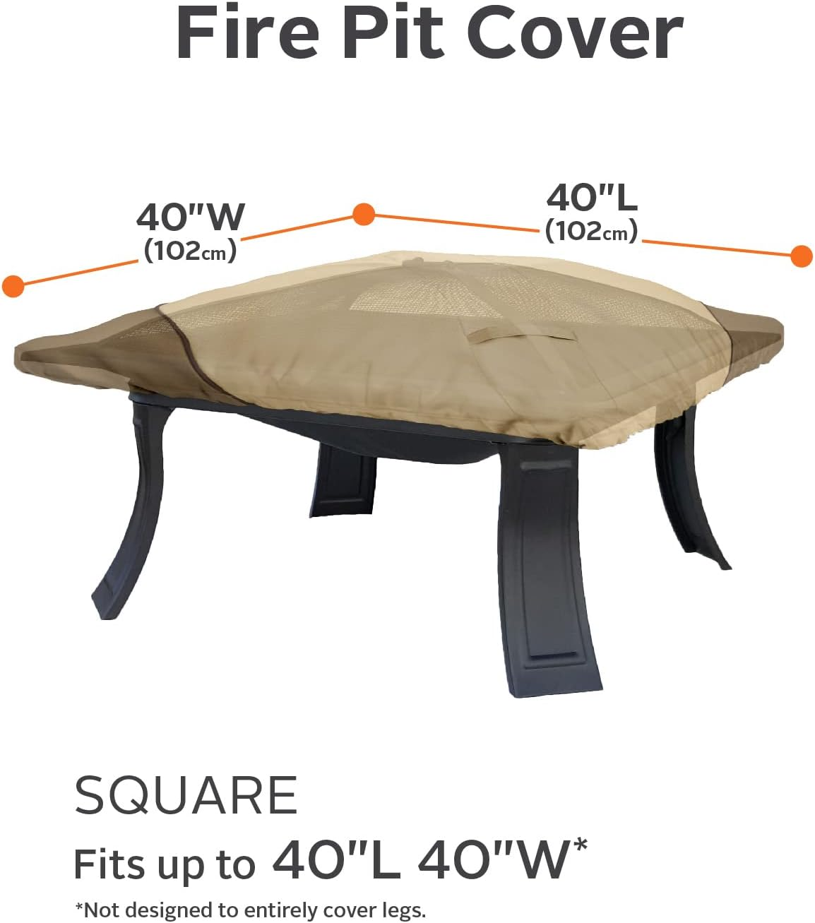 Classic Accessories Veranda Water-Resistant 40 Inch Square Fire Pit Cover, Outdoor Firepit Cover image number 3