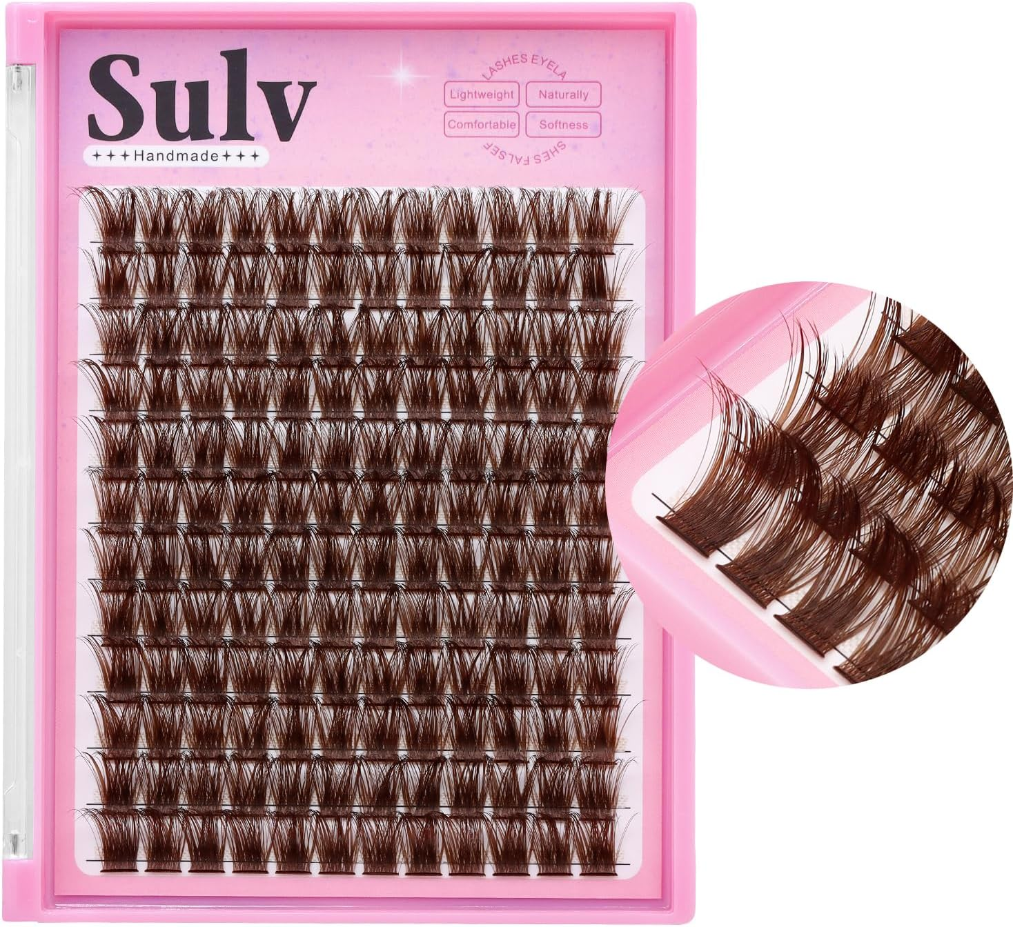 SULV Dark Brown DIY Lash Extension Cluster Volume Lash Clusters 144PCS D Curl 8-20Mm Mixed to Choose Individual Lashes Clusters Eyelash Extension Cluster (C#-Ws-Dark Brown-10-12-14-16Mm Mixed) image number 6