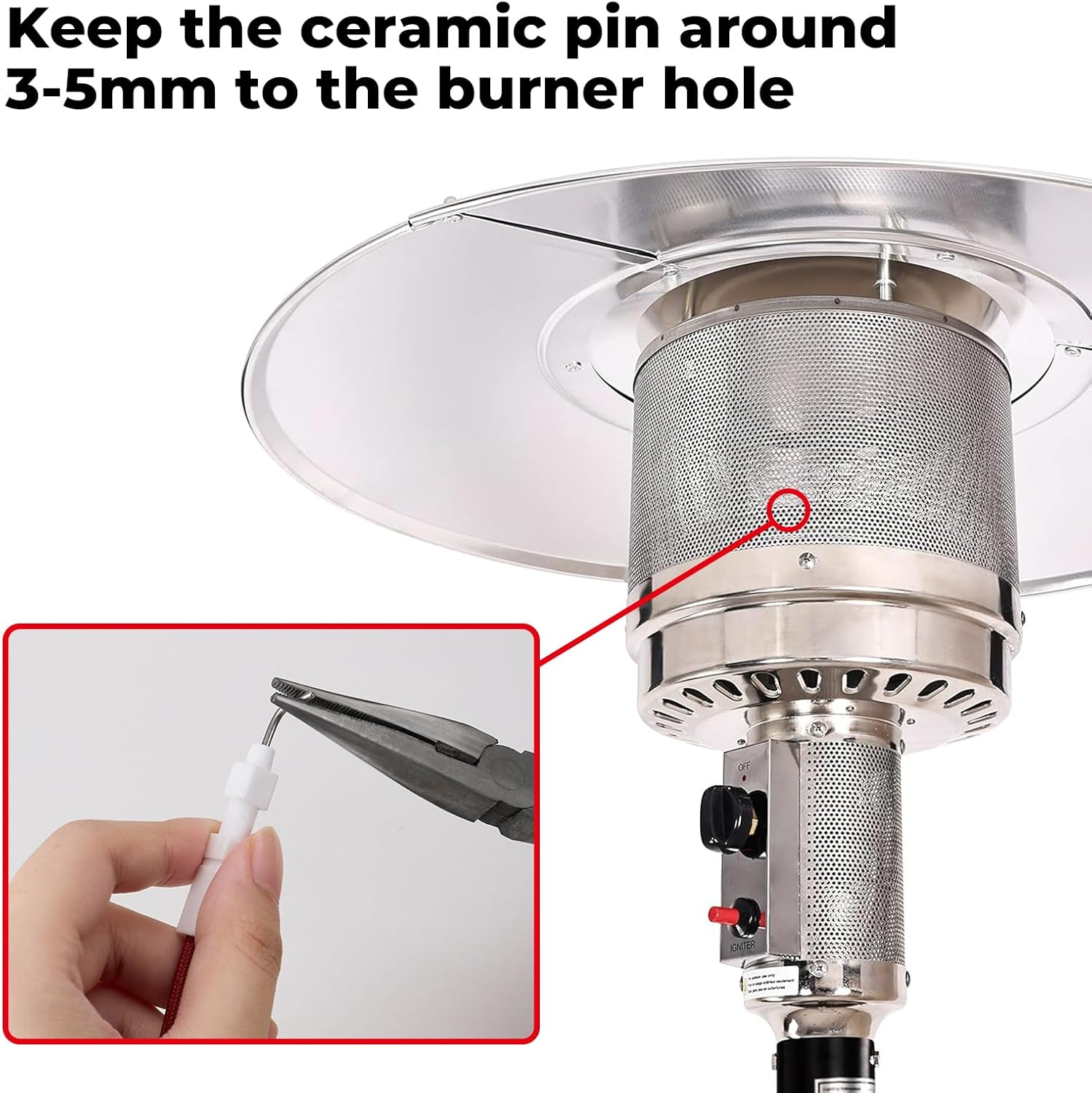 Outdoor Heater Replacement Parts, Piezo Igniter with Cable, Suitable for Most Outdoor round Stand up Propane Heater and Mini Ttable Top Gas Heater