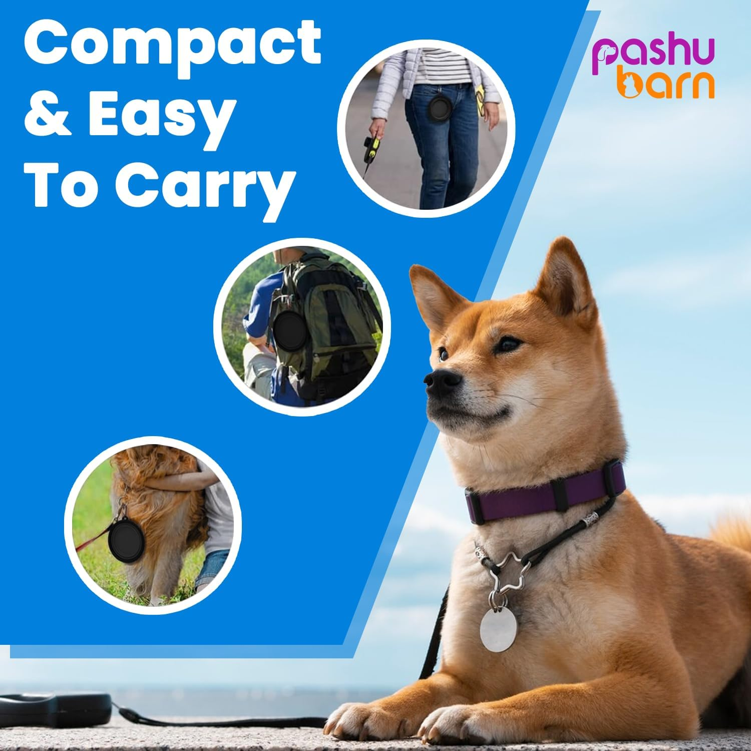 Set of 2 Collapsible Dog Bowls for Food & Water - Extra Large 1000Ml and Small 350Ml- Portable, Foldable Travel Dishes with Leash Attachment - Ideal for Puppies - Black (XL) & Black (Small) image number 6