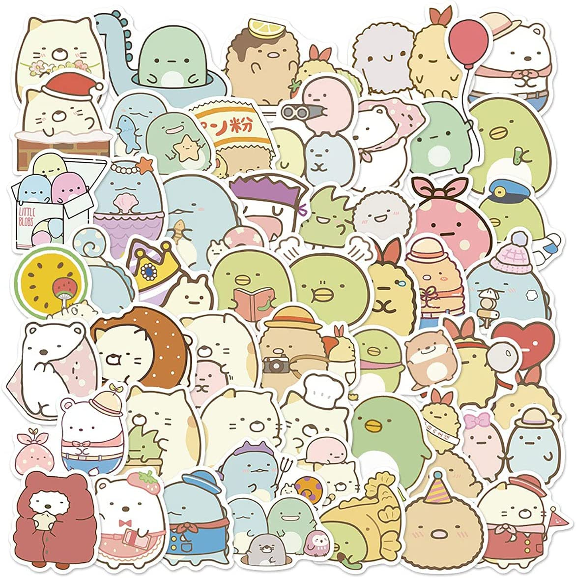 50Pcs Cute Kawaii Stickers, Vinyl Stickers for Laptop, Bumper, Skateboard, Water Bottles, Computer, Phone, Lovely Decor Japanese Stickers for Teens Adult (Kawaii Animal Stickers) image number 1