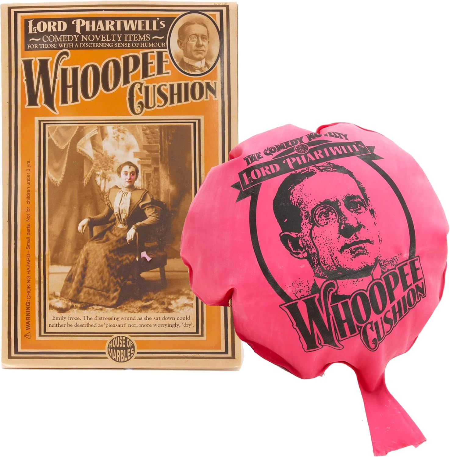 House of Marbles Whoopee Cushion Made from Natural Rubber Latex, a Timeless Farting Classic Jokes Collection Whoopie Toys for Kids and Adults, in Hilarious Packaging for Novelty Pranks
