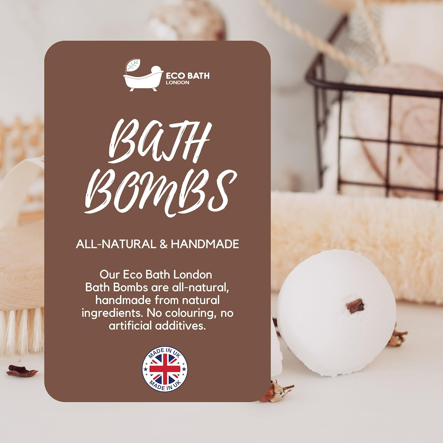 Eco Bath London Big round Bath Bomb Gift Set - Luxurious and Aromatic All-Natural Handmade Bath Bombs, Multiple Scents Available (Christmas Spirit, Lavender, Rose, Sea Breeze, Lemon, Truly Tropical) image number 1