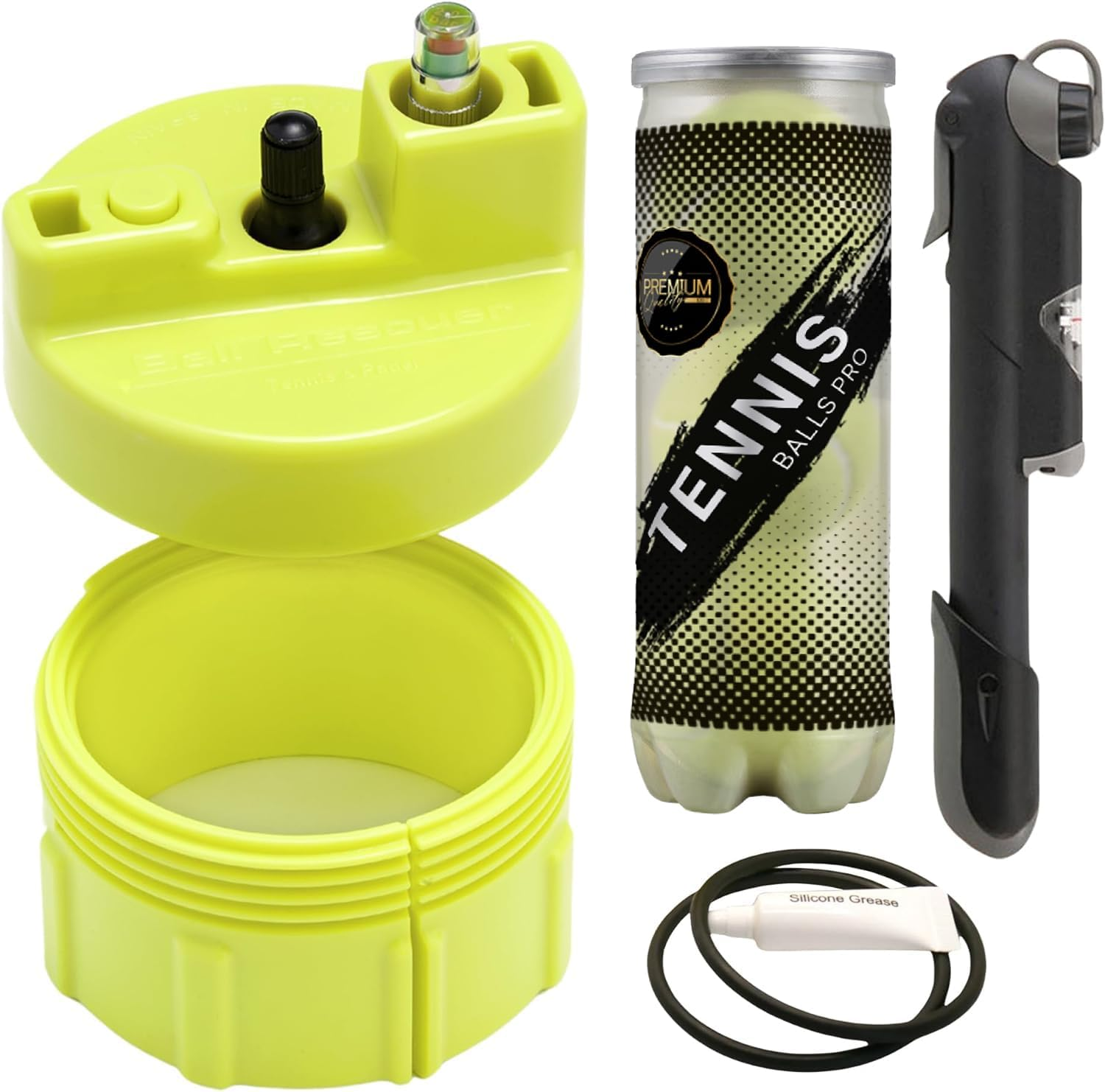 BALL RESCUER: Tennis/Padel Ball Life Extender &ndash; Converts Plastic Tennis/Padel Ball Containers to a 30 Psi Ball Pressurizer &ndash; Needs a Bicycle Pump to Pressurize (Ball Container and Pump Not Included).