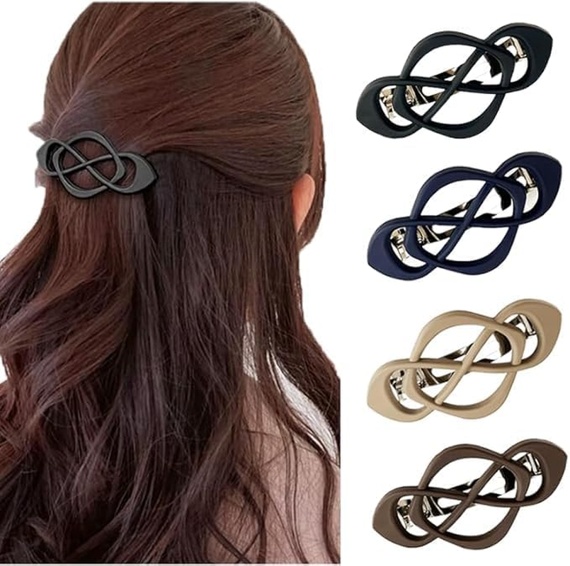 Vintage French Barrette Clips Matte Flat Claw Clips, 4Pcs Flat Hair Clips French Hair Claw Clips for Women and Girls image number 2