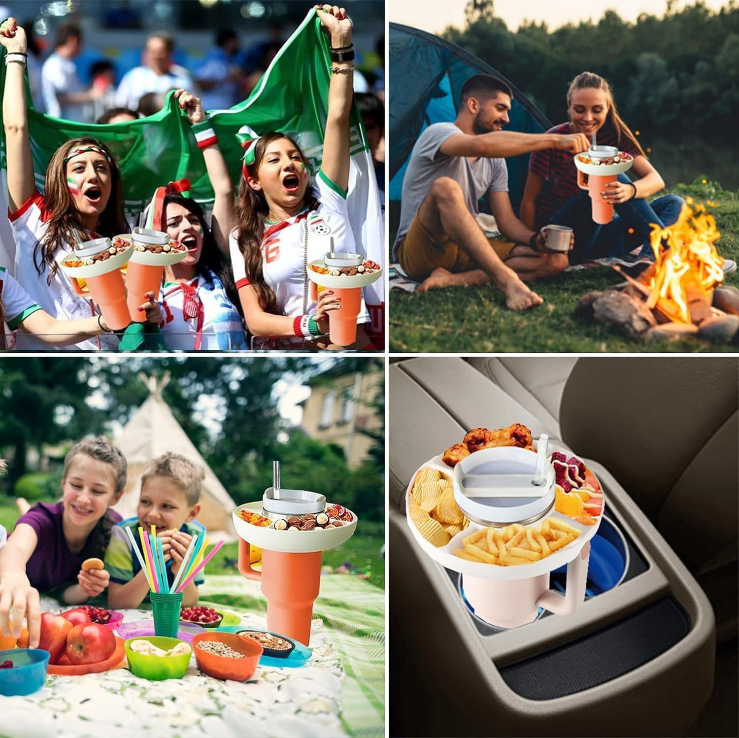 HAUNDRY Snack Bowl for Stanley 40 Oz Tumbler with Handle, Tumbler Snack Tray Compatible with Stanley Cup 40 Oz with Handle, Reusable Snack Ring for Stanley Cup Accessories,Snack Bowl (Cream) image number 5