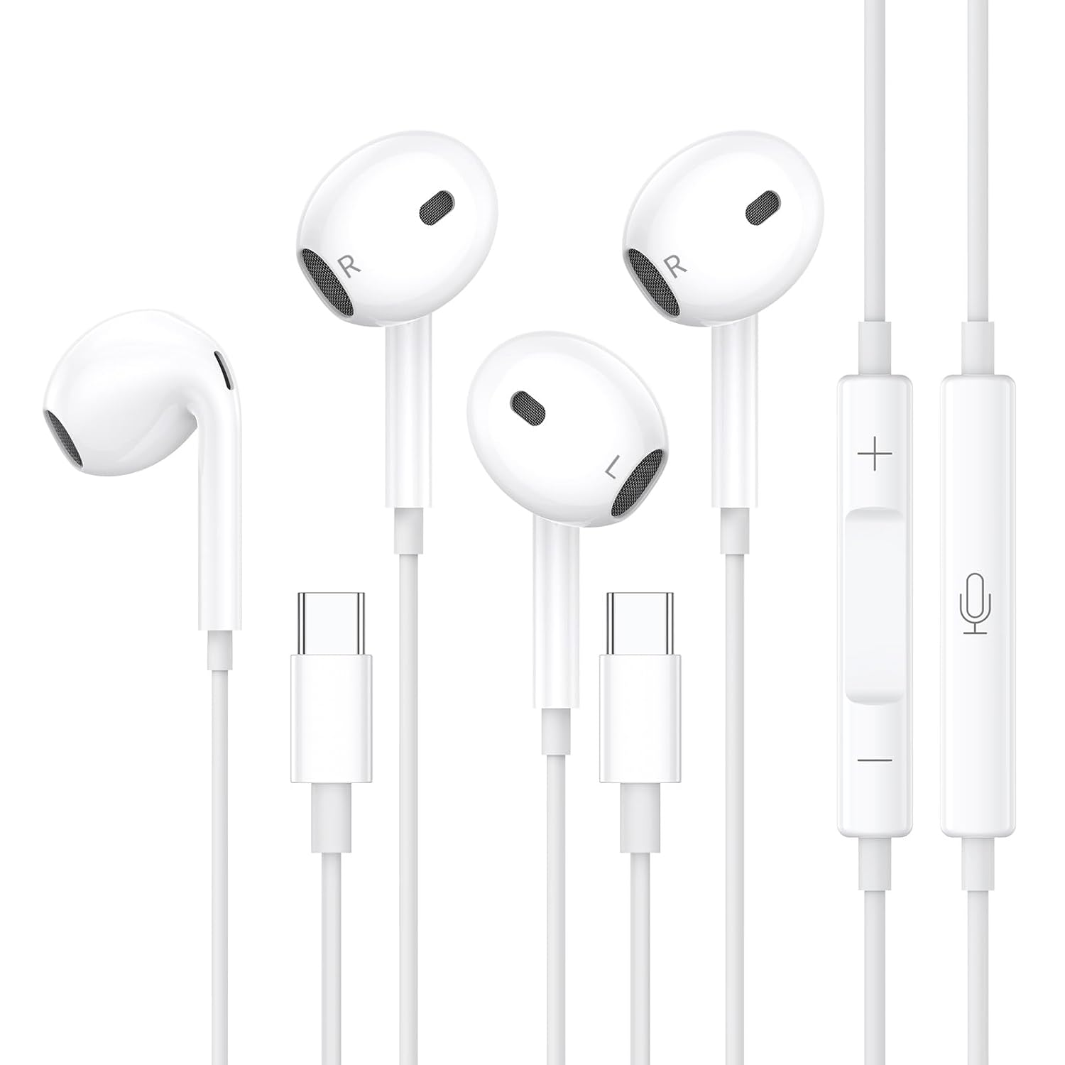 2 Packs USB C Wired Headphones for Iphone 16/15 Pro Max Plus, Type C Earbuds with Mic & Volume Control Nosie Reduction, Earphones Hifi Stere for Ipad Pro, Galaxy S23/S22/S21/S20/Ultra Note 10/20. image number 3