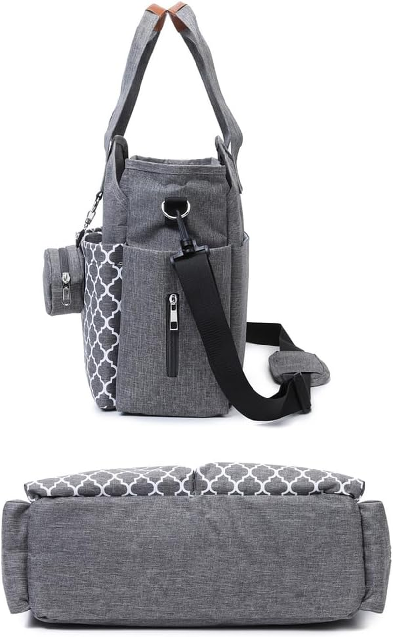 AIMALL Trendy Mummy Bag - Multi-Functional Hand-Held and Shoulder Canvas Bag with Pacifier Pouch, Ideal for Mother and Baby Travel, 18" W X 11.4" H X 5.5" D