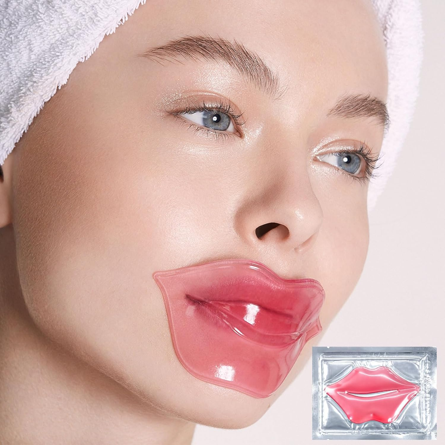 20Pcs Lip Masks, Pink Gel Collagen Lip Mask, Hydrating, Moisturizing and Nourishing, Used to Fade Lip Lines, Anti-Wrinkle, Remove Dead Skin, Firm and Moisturize Lips image number 3