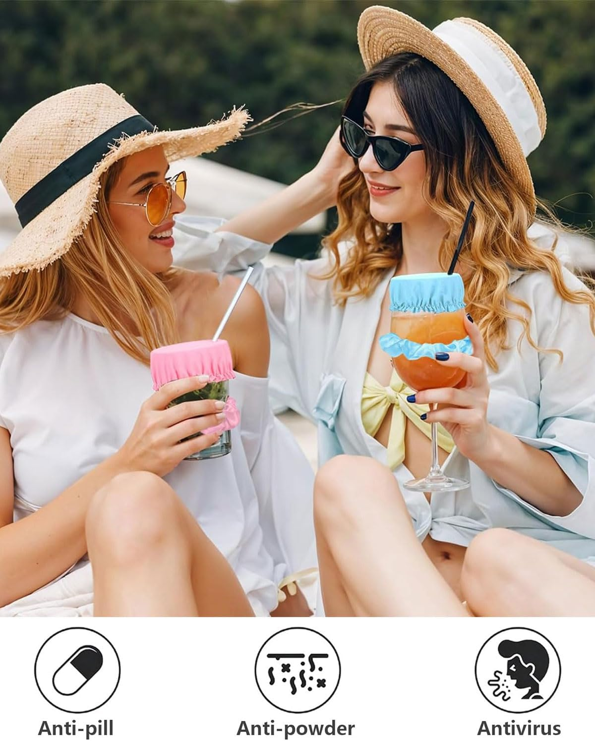 JUKOTA 4Pz Headband Drink Cover, Drinking Covers for Alcohol Protection, Reusable Cup Cover with Straw Hole, Drink Spiking Prevention, Anti-Drug Glass Protection, Drink Protection for Women image number 1