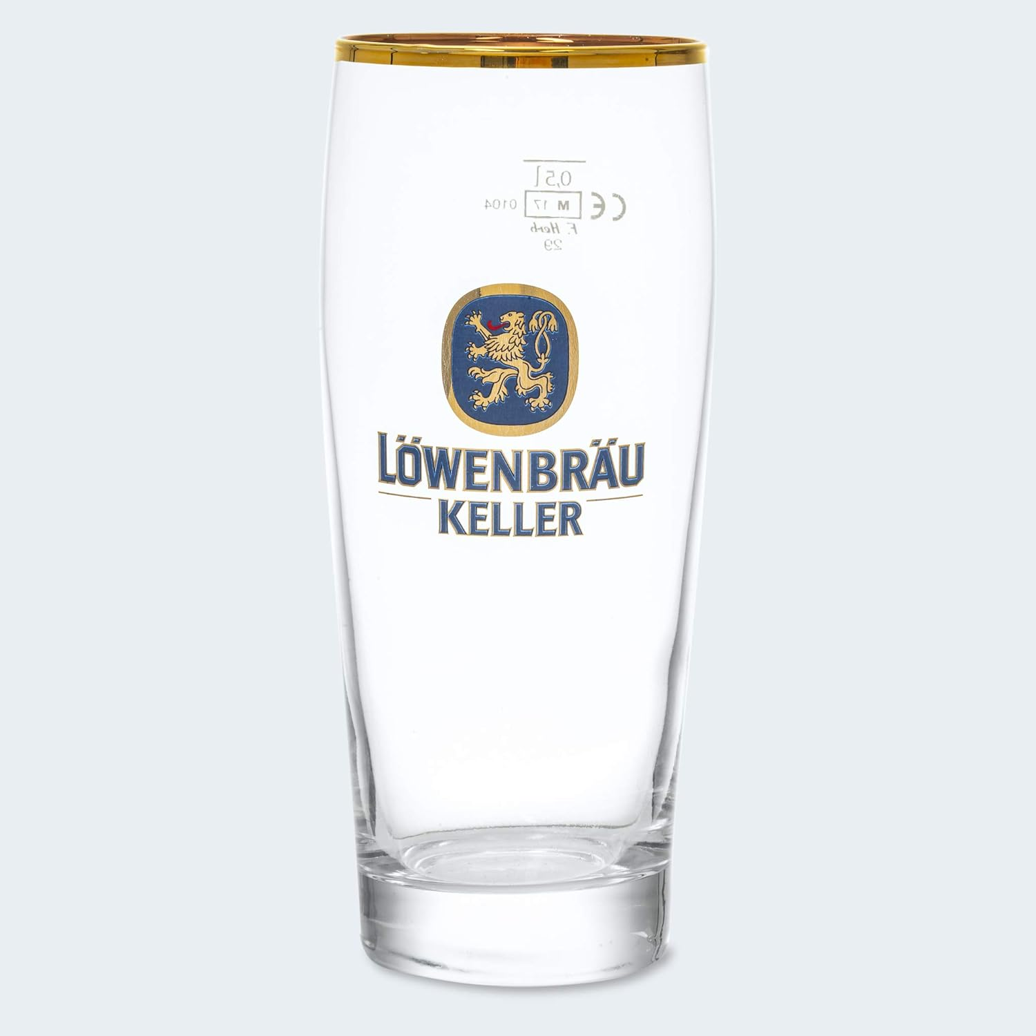 Zum Franziskaner L&ouml;wenbrauu Original Beer Glass | Pack of 6 X 0.5 Litres | Gold Rim | L&ouml;wenbr&auml;ukeller Edition