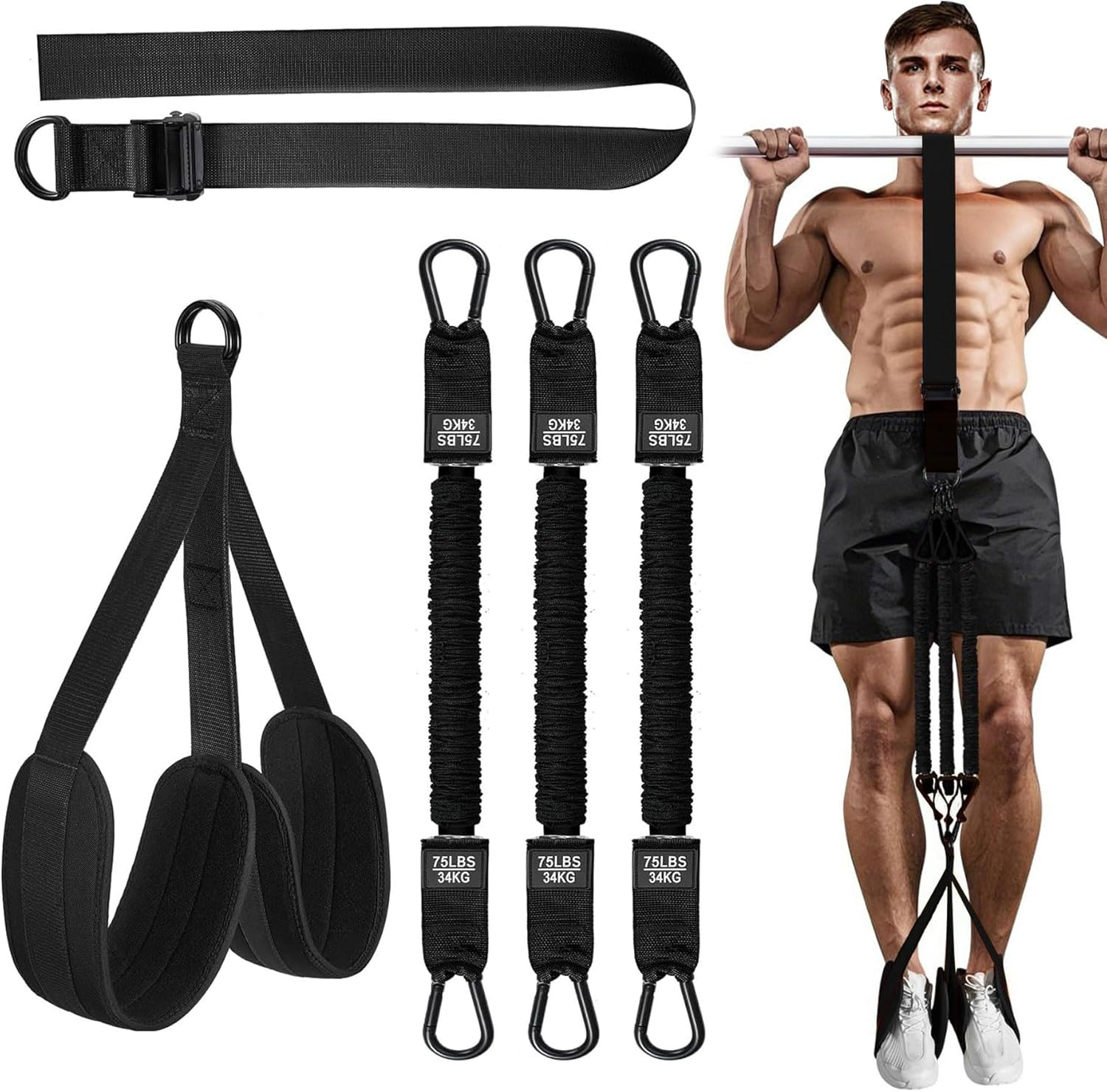 ZAOZAOLLND Pull up Assistance Bands,Adjustable Heavy-Duty Resistance Bands,Adjustable Weight/Size with Fabric Feet/Knee Rest, Bands for Pull up Assist for Strength Training