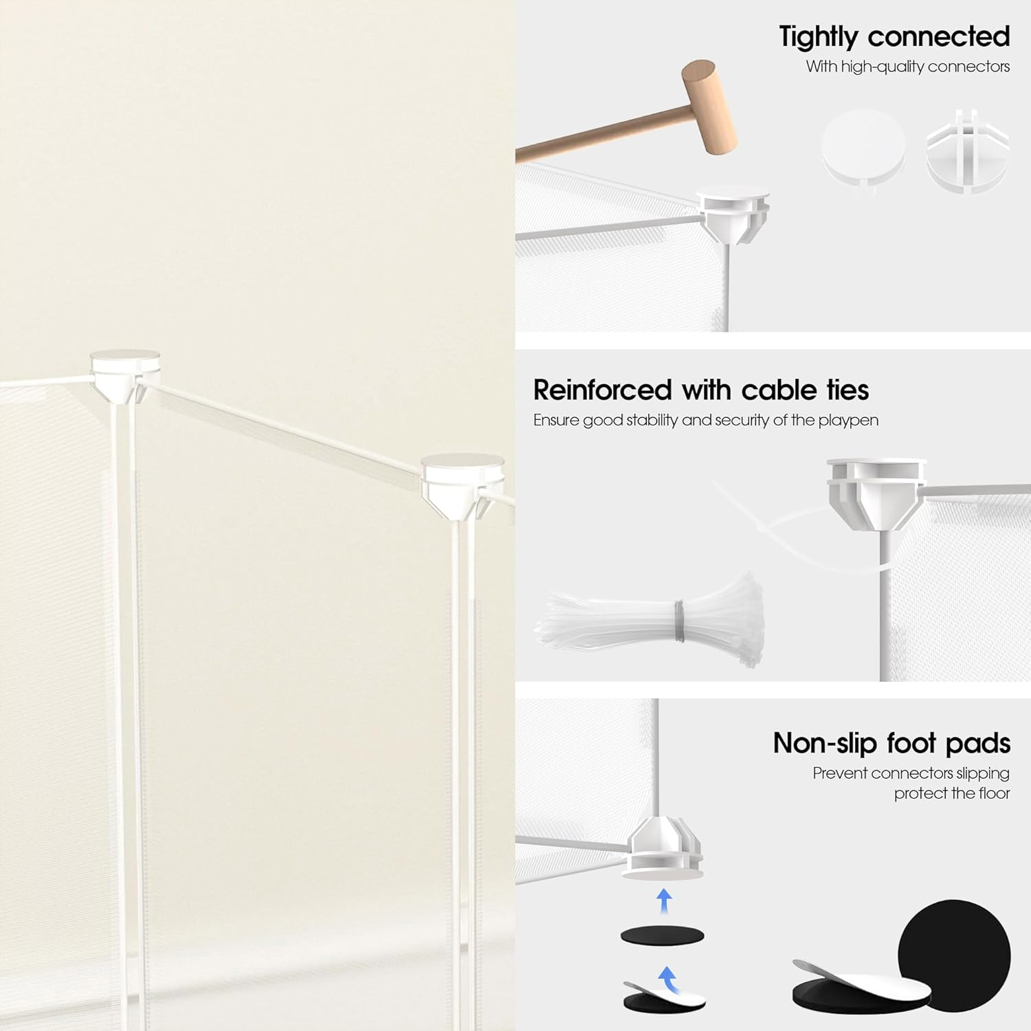 Advwin 24 Panels Transparent Small Animals Playpen, Portable DIY Pet Playpen, Plastic Enclosure, Puppy Play Pen for Indoors Outdoor Pet Fence for Guinea Pigs,Bunny,Ferrets,Hamsters,Hedgehogs image number 4