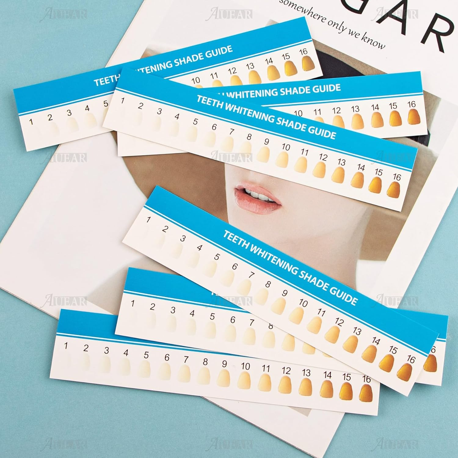 AUEAR, 20 Pack Teeth Shade Guide Teeth Whitening Shade Chart Tooth Color Cards White image number 3