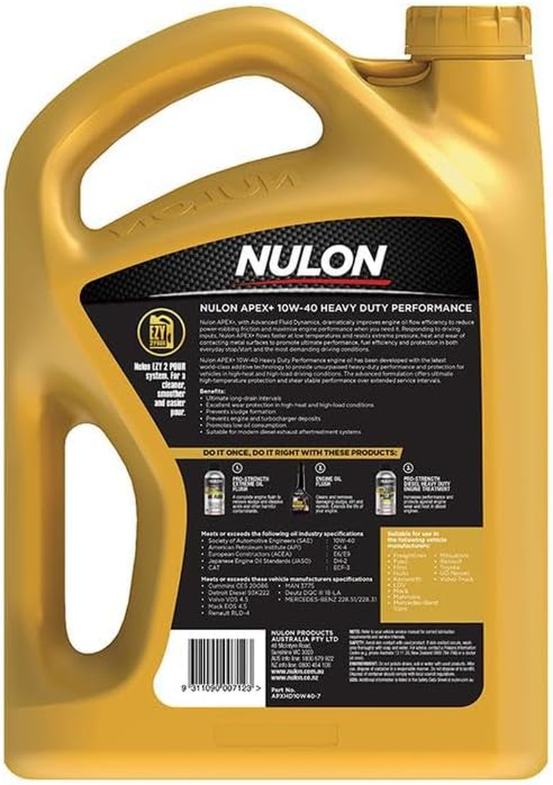 7L Nulon APEX+ 10W-40 Heavy Duty Performance Diesel Engine Oil