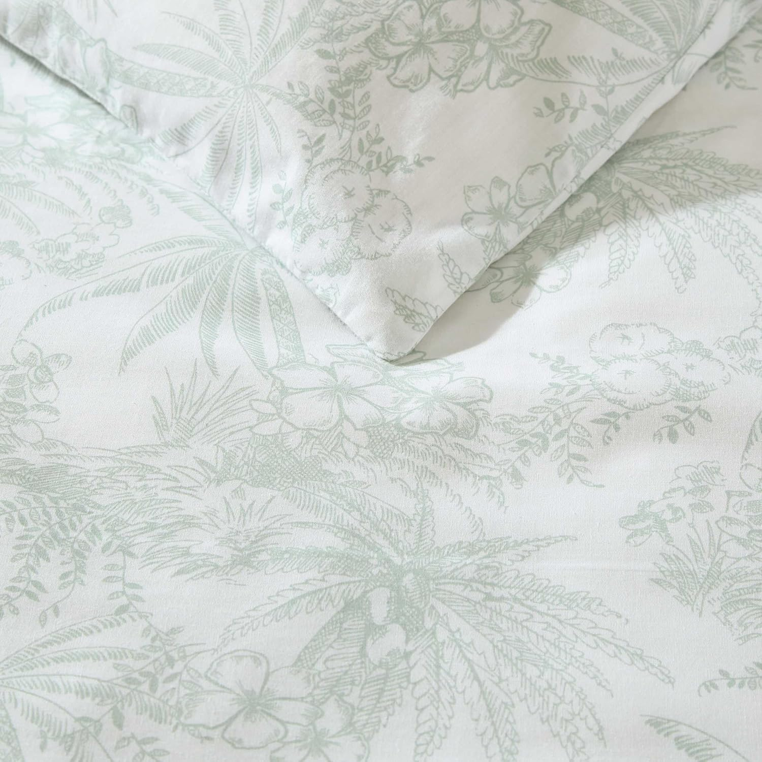 Tommy Bahama- King Duvet Cover Set, Reversible Cotton Bedding Set with Matching Shams, Coastal Home D&eacute;cor (Pen and Ink Light Green, King) image number 2