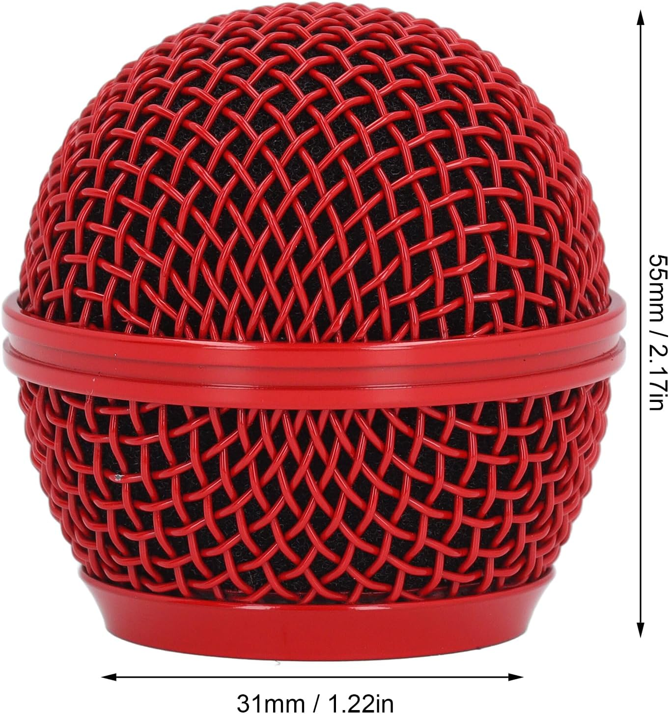 Mesh Grill for SM58 Microphones, Stainless Steel Microphone Head Replace, Mic Grille Replacement for SM58S SM58LC BETA58 BETA58A SA M30 SV100 UT2 PGX24 and More (Red) - Black image number 5