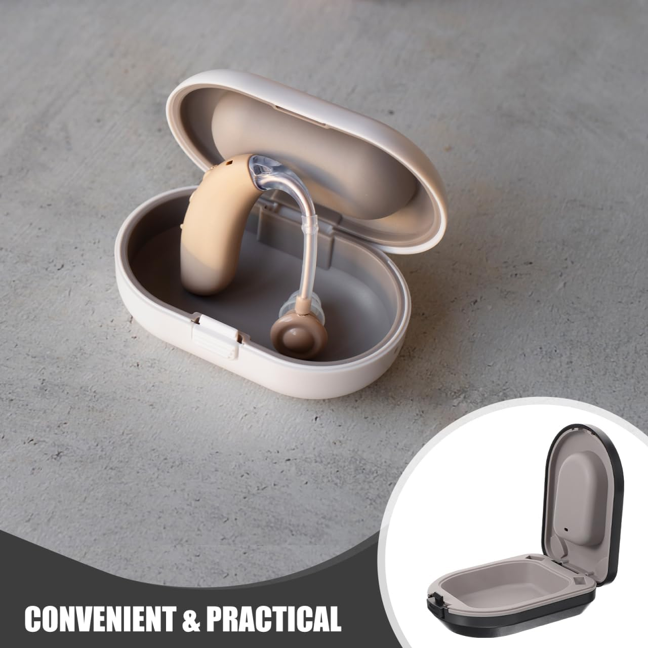 Healvian Portable Hearing Aid Case Small Protective Box for Hearing Devices with Drying and Cleaning Function Compact Travel Storage Organizer image number 1