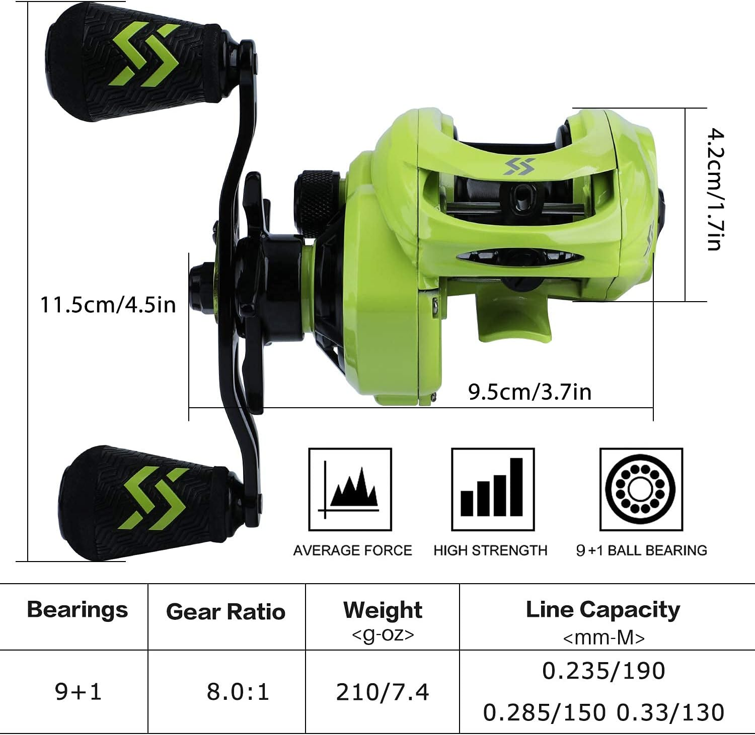 Sougayilang Fishing Baitcasting Reels, 8:1 Gear Ratio Super Smooth Baitcast Reel with Magnetic Braking System, 9 + 1 Ball Bearings Anti-Corrosion Baitcaster Reel image number 1