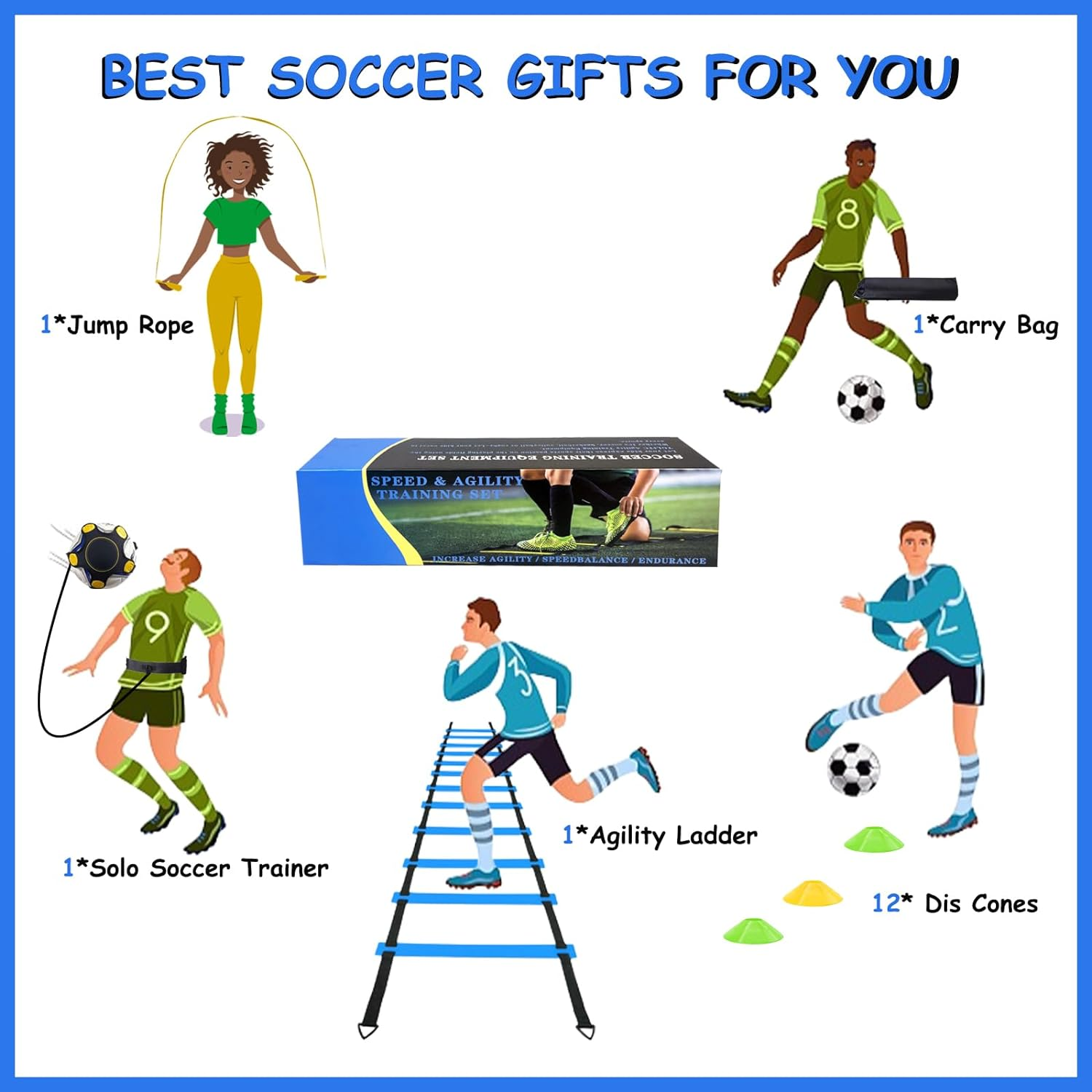 TGLITC Soccer Agility Training Equipment Set, Football Accessories Agility Ladder, Disc Cones, Kick Trainer - Speed Training Equipment Gifts for Boy image number 1