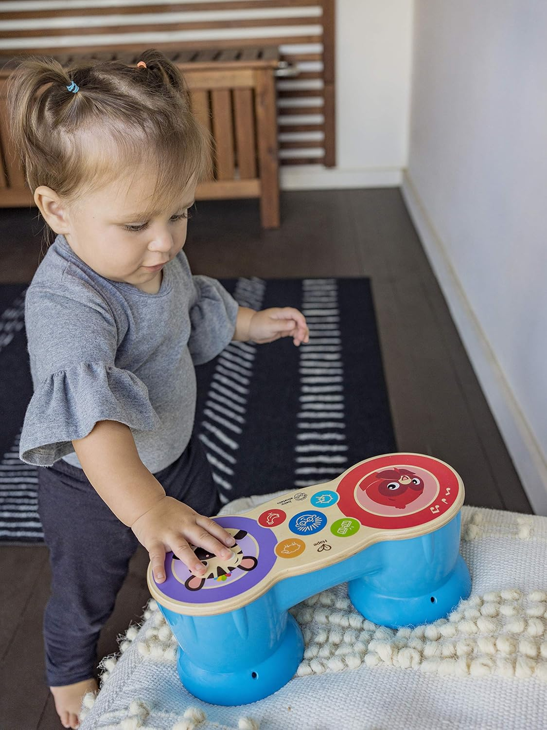 Baby Einstein Upbeat Tunes Magic Touch Wooden Drums​ & Bongo Musical Cause and Effect Toy, Age 6 Months and Up image number 4