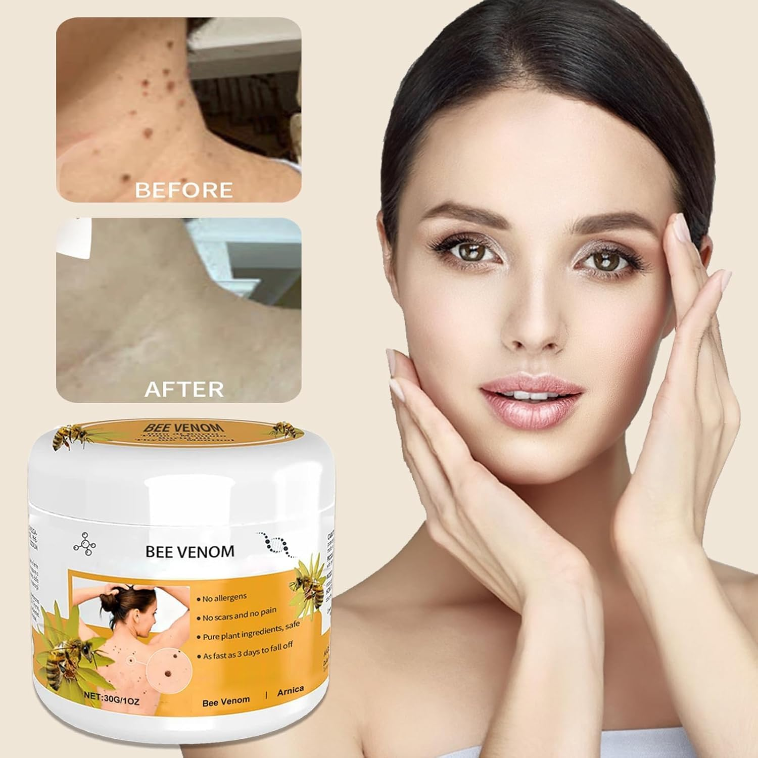 2PCS Bee Venom, Natural Bee Venom Cream for Skin New Zealand Bee Venom Repair Cream, Natural Moisturizer for All Skin Types 30Ml image number 5