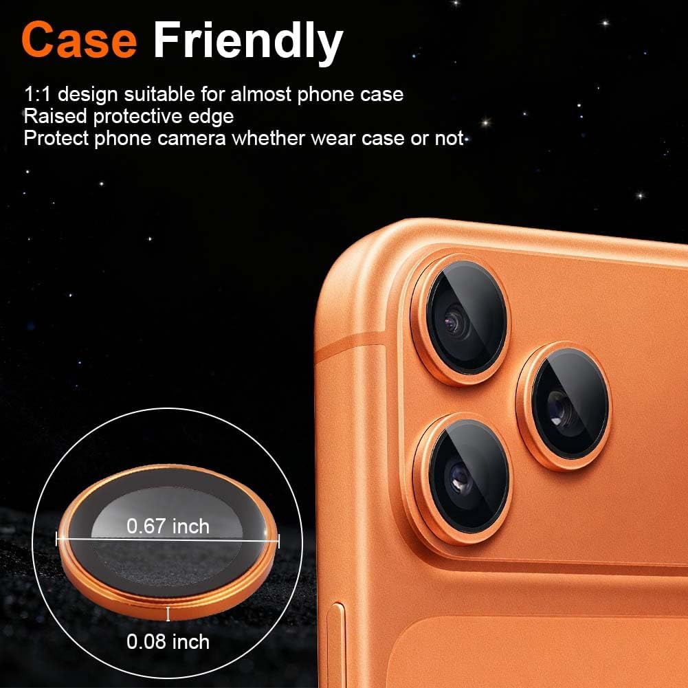 AOOSU 17 Pro Max/17 Pro Camera Lens Protector - 3 Pack [Top 9H+ Thin Tempered Glass] HD Invisible Tempered Glass Protectors Scratch Resistant Fit Camera,Does Not Affect Night Shots, Orange - 17 Pro Integrated Lens Screen Protector image number 5