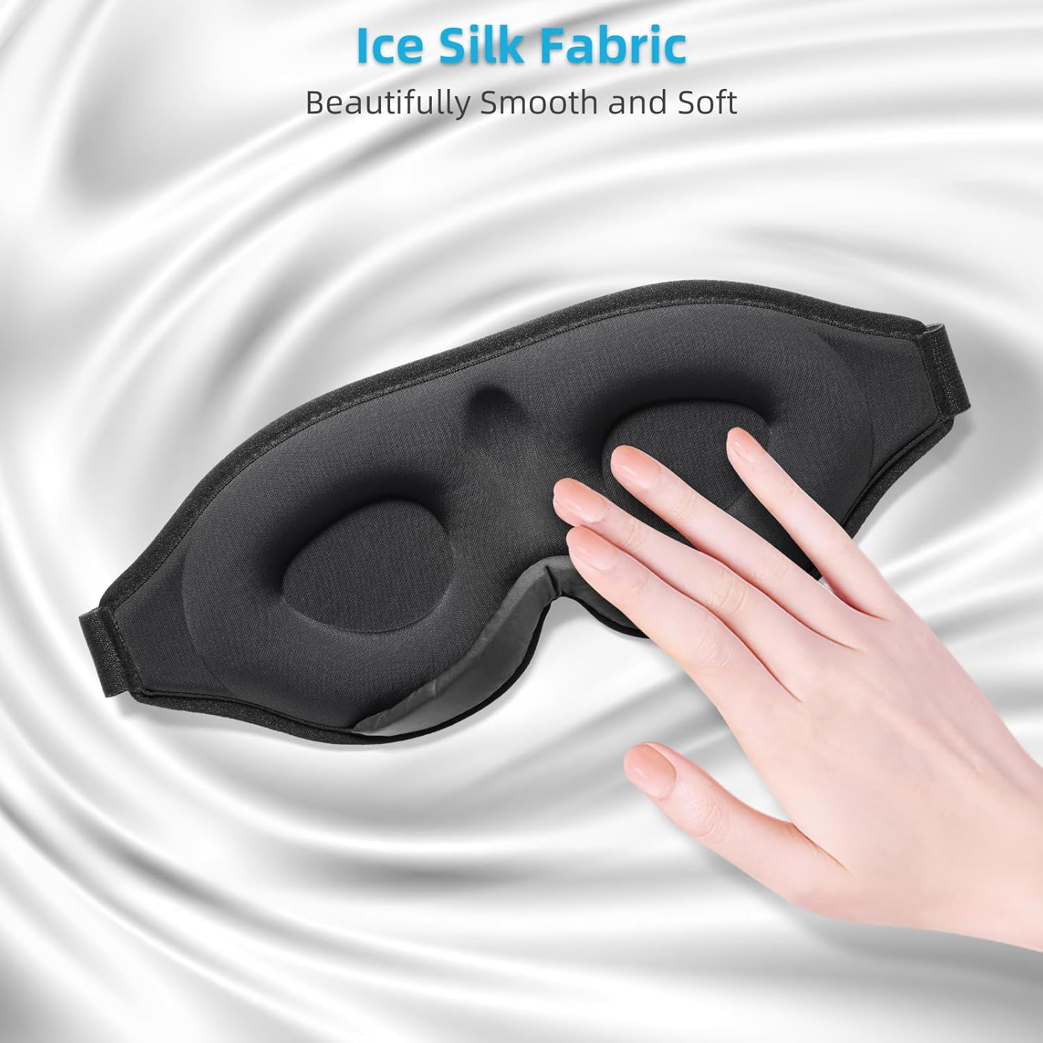 2025 Innovative Sleep Mask for Men and Women, Trilancer 3D 100% Light Blocking Design, Comfortable Eye Mask, Blackout Blindfold for Sleeping, Nap, Meditation, Travel, with Earplugs (Black) - Black image number 4