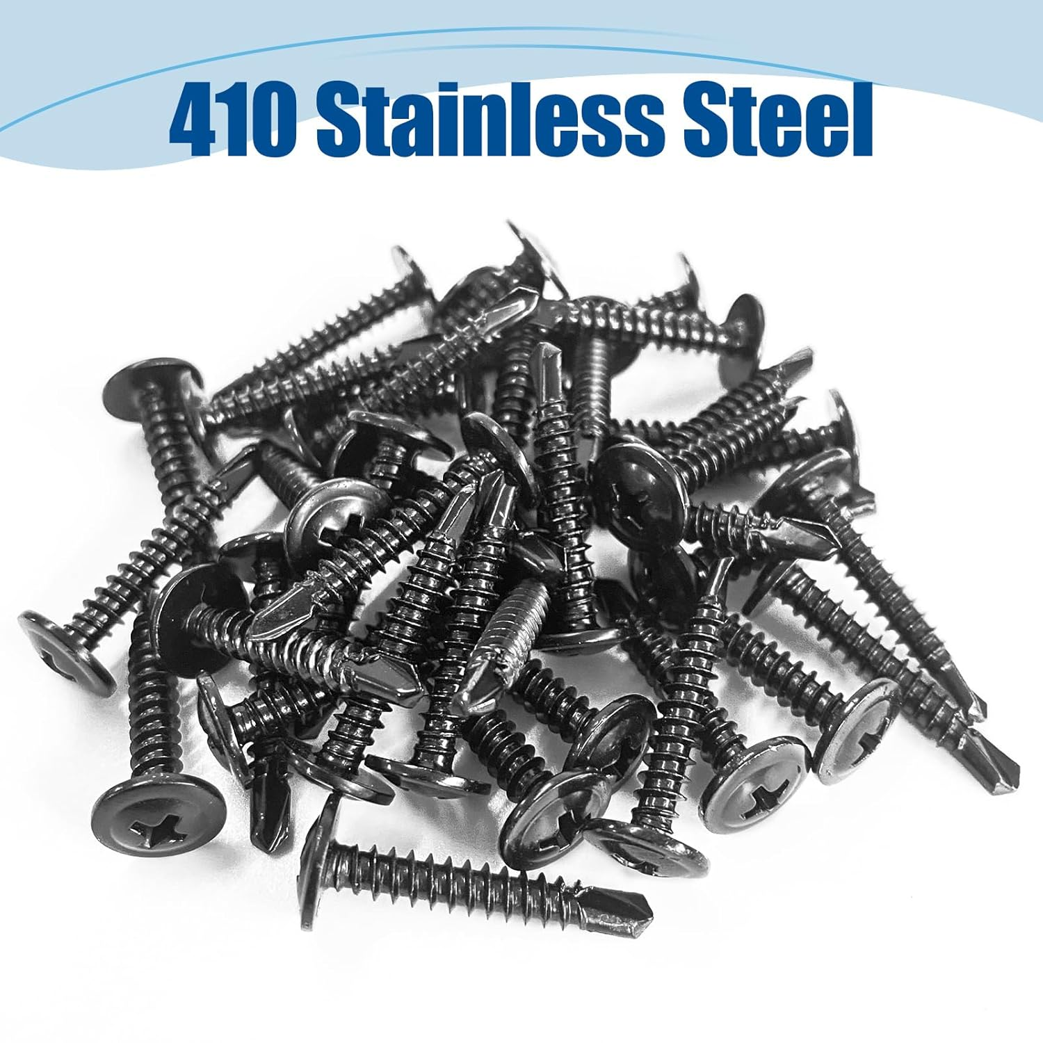 #8&times;2&Prime; Sheet Metal Screws 100Pcs, 410 Stainless Steel Self Drilling Screws, Black Truss Head Screws image number 3