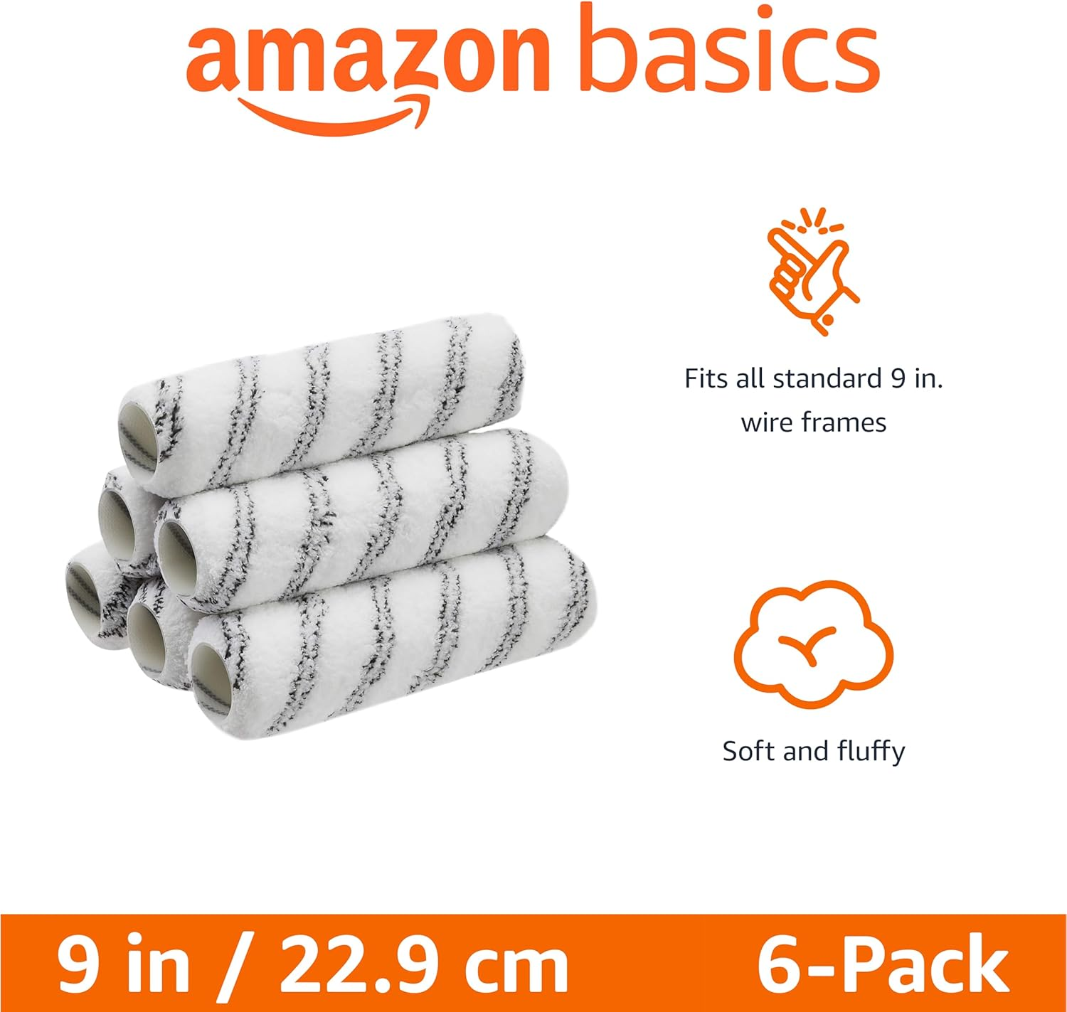 Amazon Basics Microfiber Paint Roller Covers - 22.9 Cm, 6-Pack image number 5