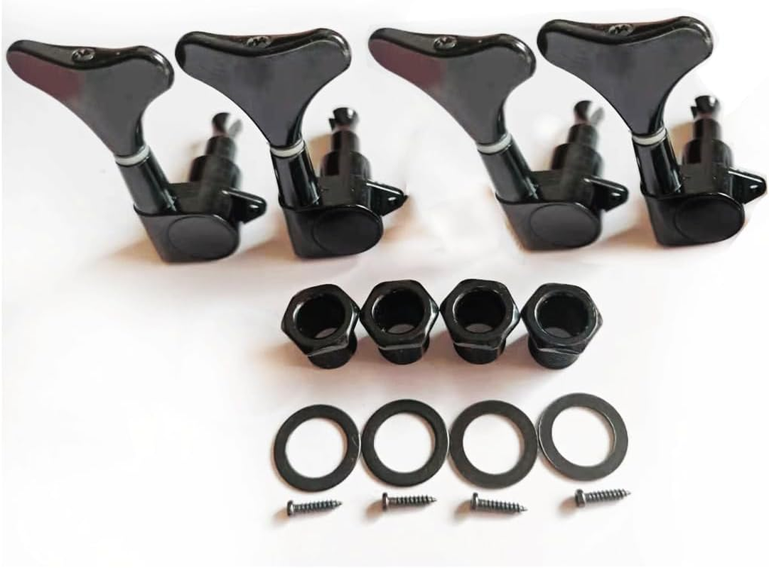 Sdwutong 4R Sealed Bass Guitar Tuning Pegs Keys 2R2L Machine Head Tuners for Precision Bass and Jazz Bass, Black