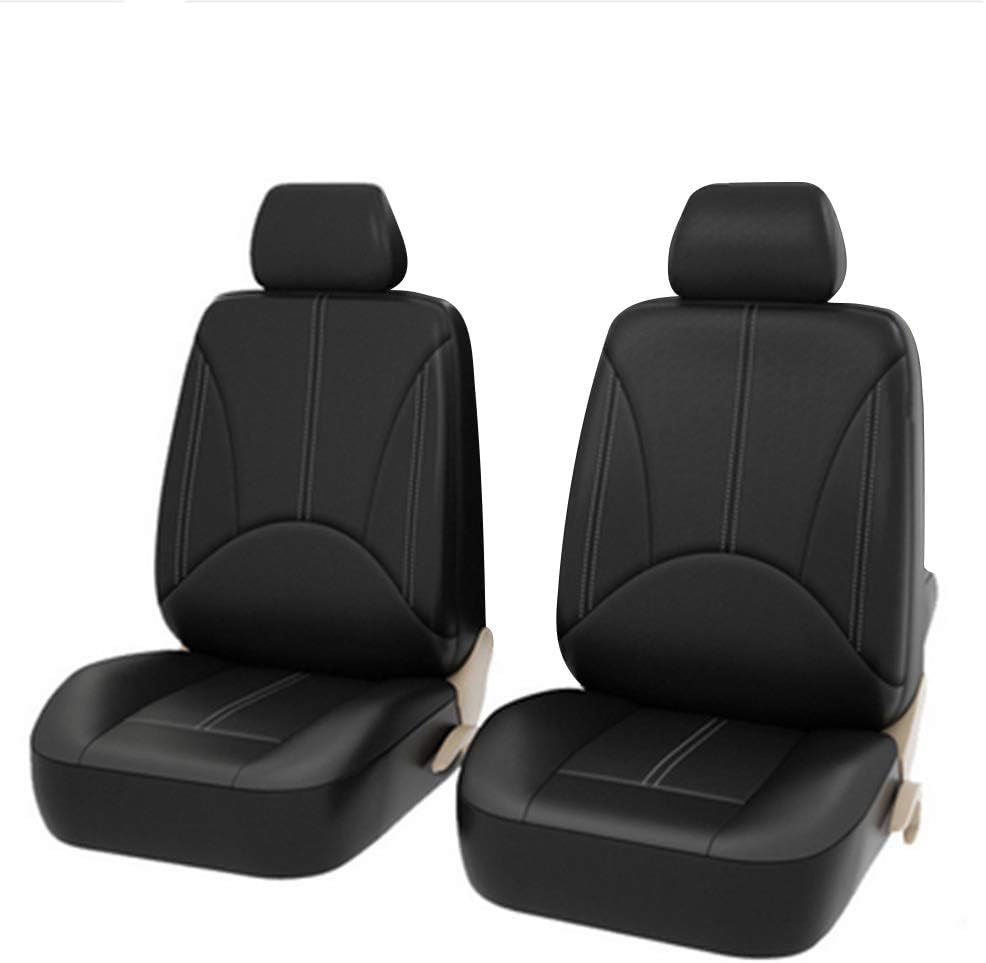 Universal Car PU Leather Front Car Seat Covers Fine Quality Back Bucket Car Seat Cover Auto Interior Car Seat Protector Cover Black 2