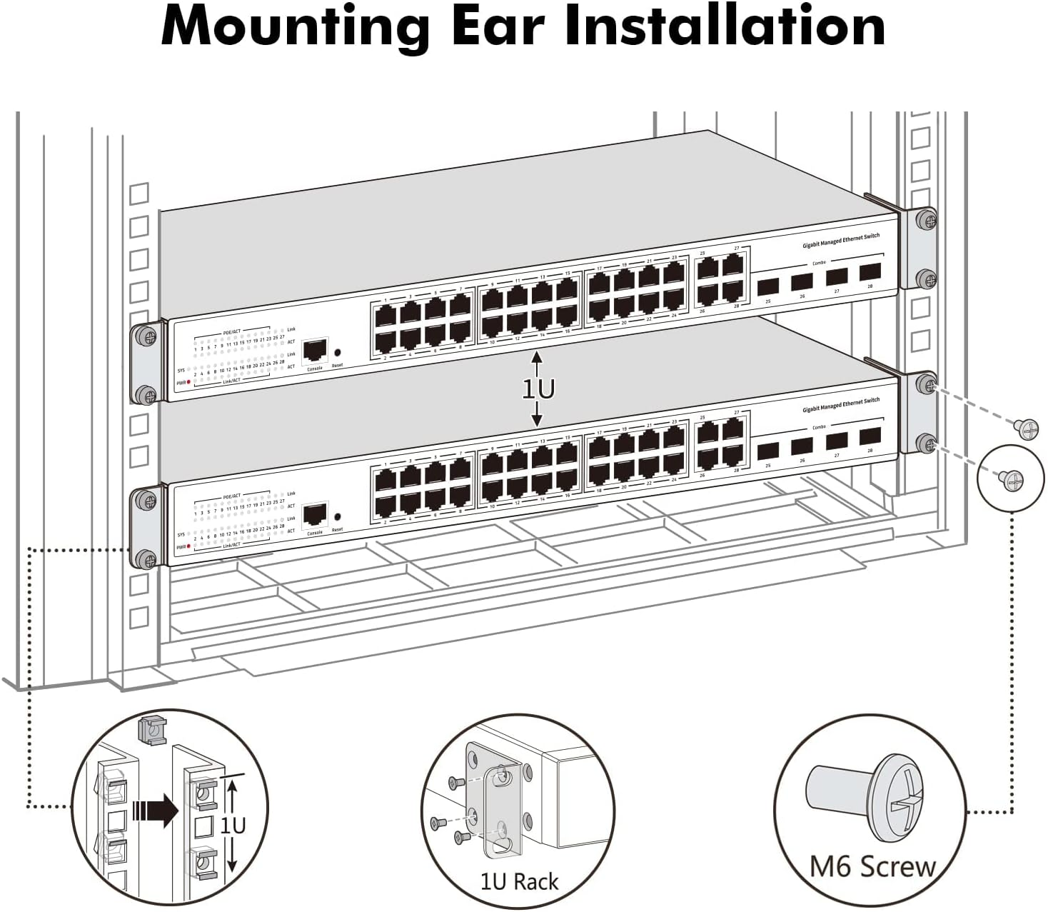 Adjustable Rack Mount Kit for 19 Inch Switch, Rack Ears Compatible for HP/HPE Products image number 6