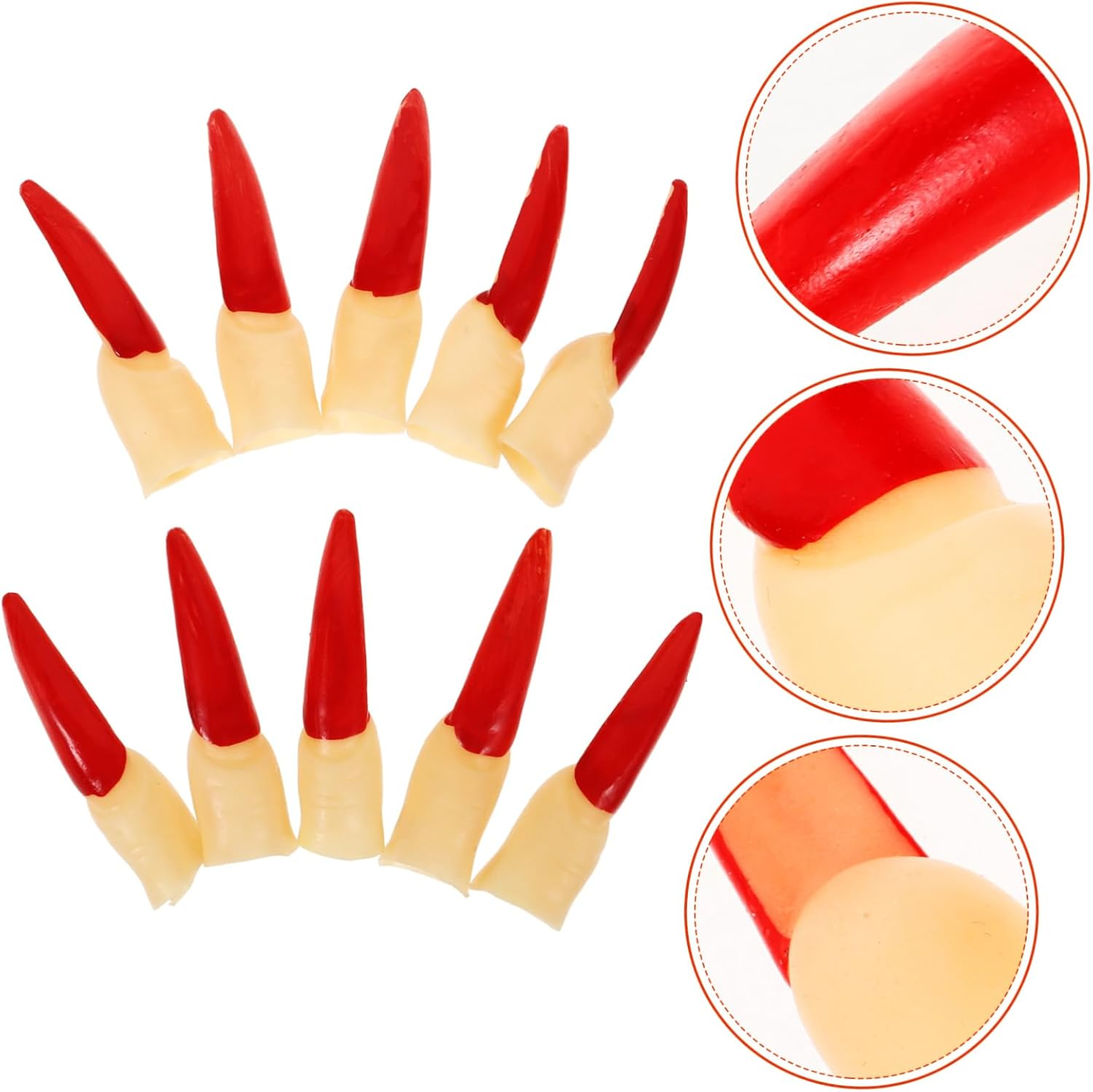 NULYLU 10Pcs Halloween Witch Fingers Decorative Fake Nails Scary Prop Accessories