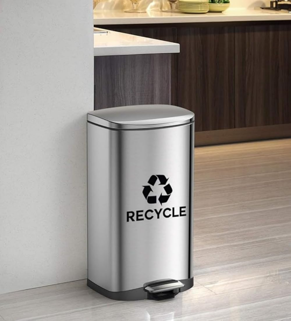 Recycle and Trash Sticker for Kitchen Trash Cans and Recycling Bins, Indoor Trash and Recycle Combo for Garbage Can Logo Symbol, 2 Sticker 5 Inch Outdoor Waste Bin image number 6