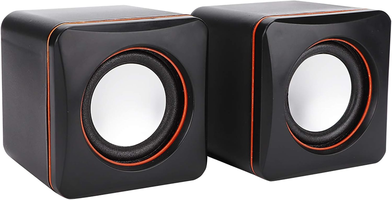 USB Speaker, Black Computer Speaker 3.5Mm Stereo Desktop Mini for Laptop for Computer(Two-Channel) image number 6