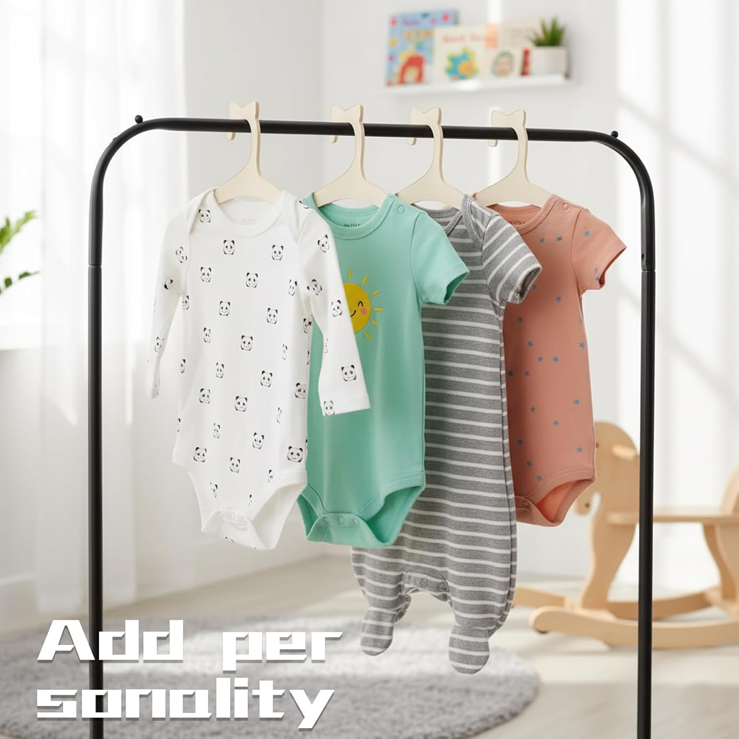 Baby Hangers, 10 Pack Small Clothes Hangers for Baby Wardrobe Organization, 22.8 X 12.1 Cm Toddler Coat Hangers, Ideal for Newborn to 24 Months Clothing Storage image number 4