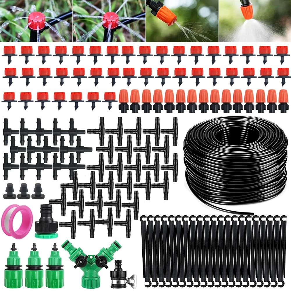 Drip Irrigation System, 164Ft/50M Garden Irrigation System 1/4, Blank Distribution Tubing Watering Drip Kit Automatic Irrigation Equipment for Garden Greenhouse, Patio, Lawn image number 3